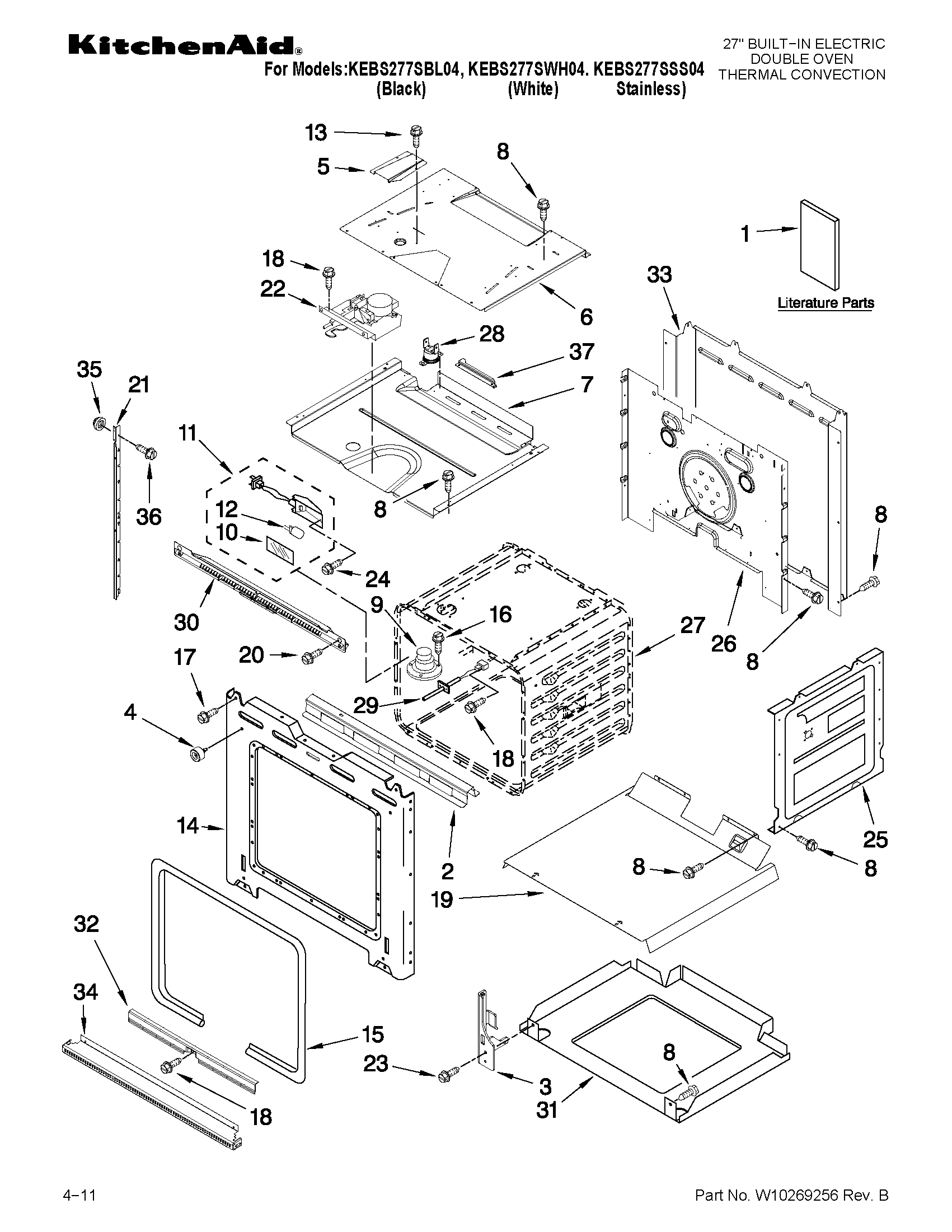 KitchenAid KEBS277SSS04 oven parts diagram