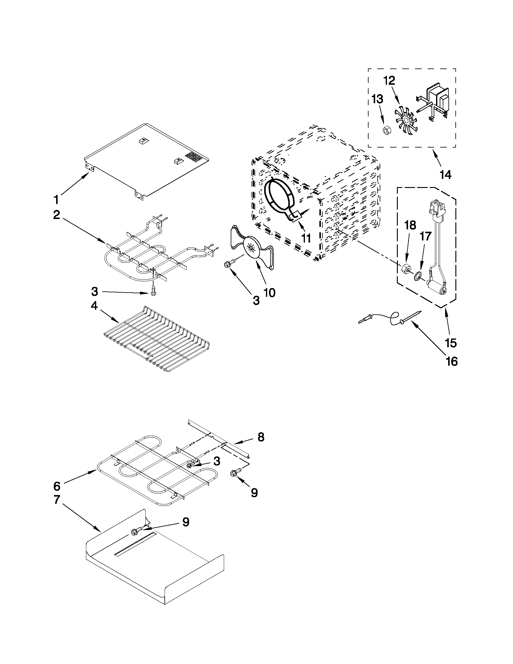 KitchenAid KEBS277SSS04 internal oven parts diagram