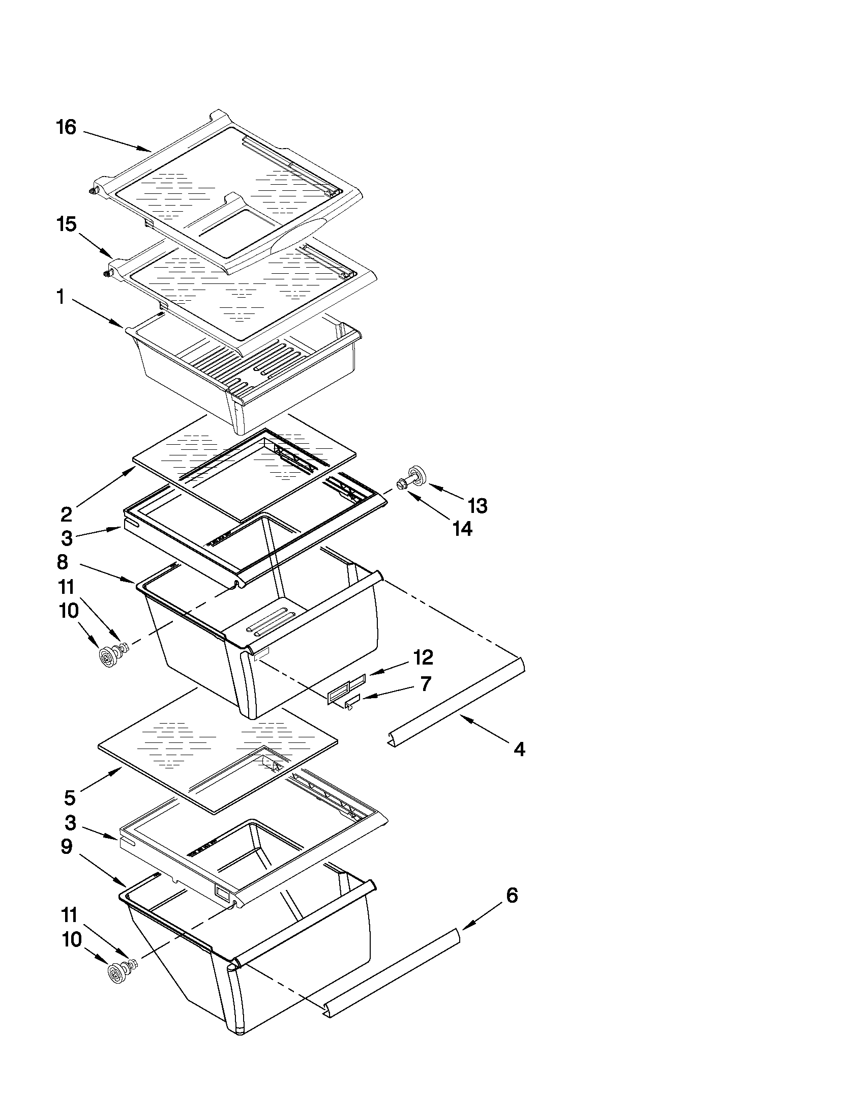 Whirlpool ED5VHEXVB02 refrigerator shelf parts diagram