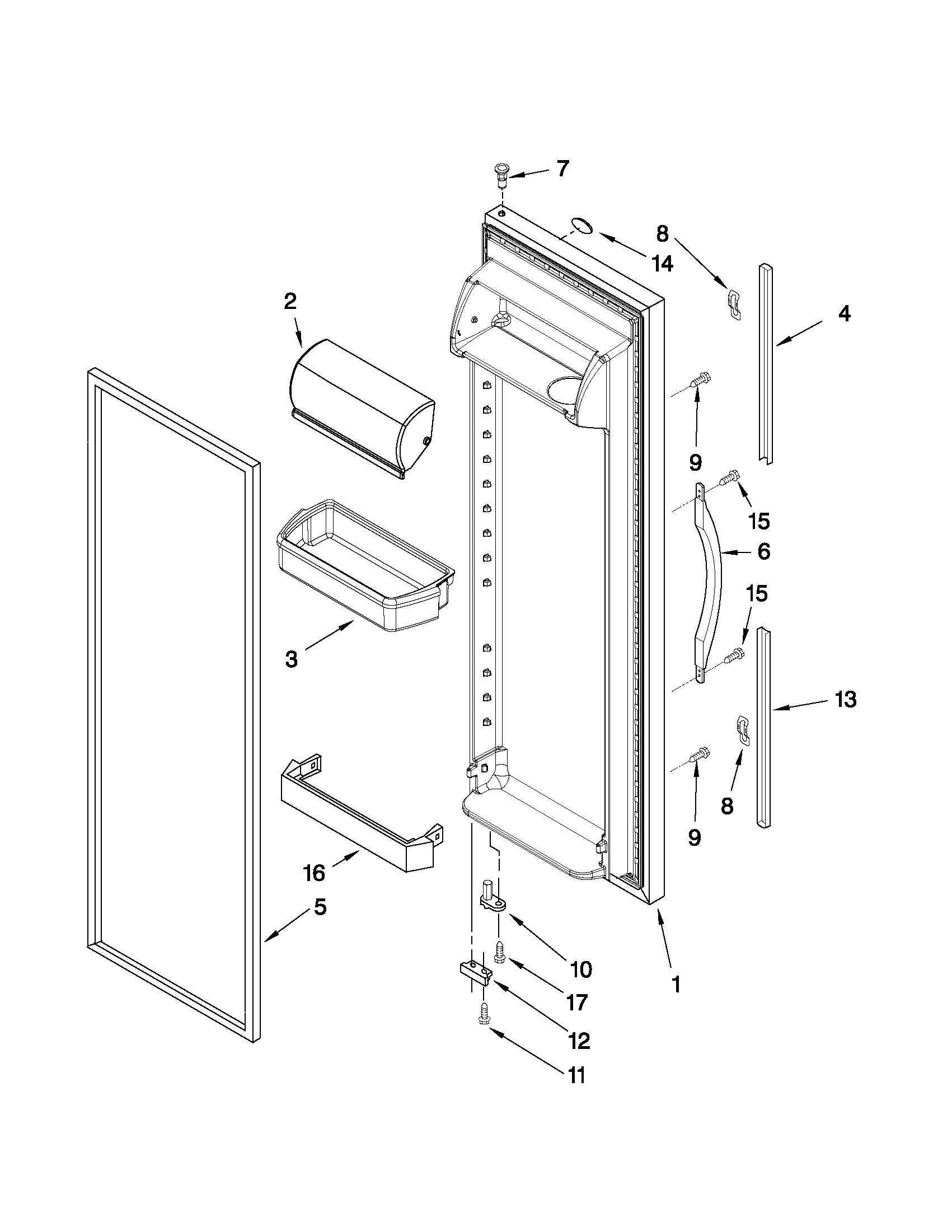 Whirlpool ED5VHEXVB02 refrigerator door parts diagram