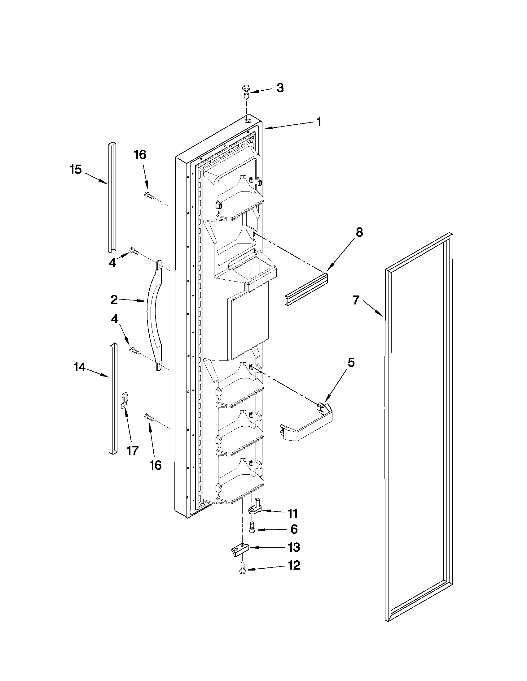 Whirlpool ED5VHEXVB02 freezer door parts diagram