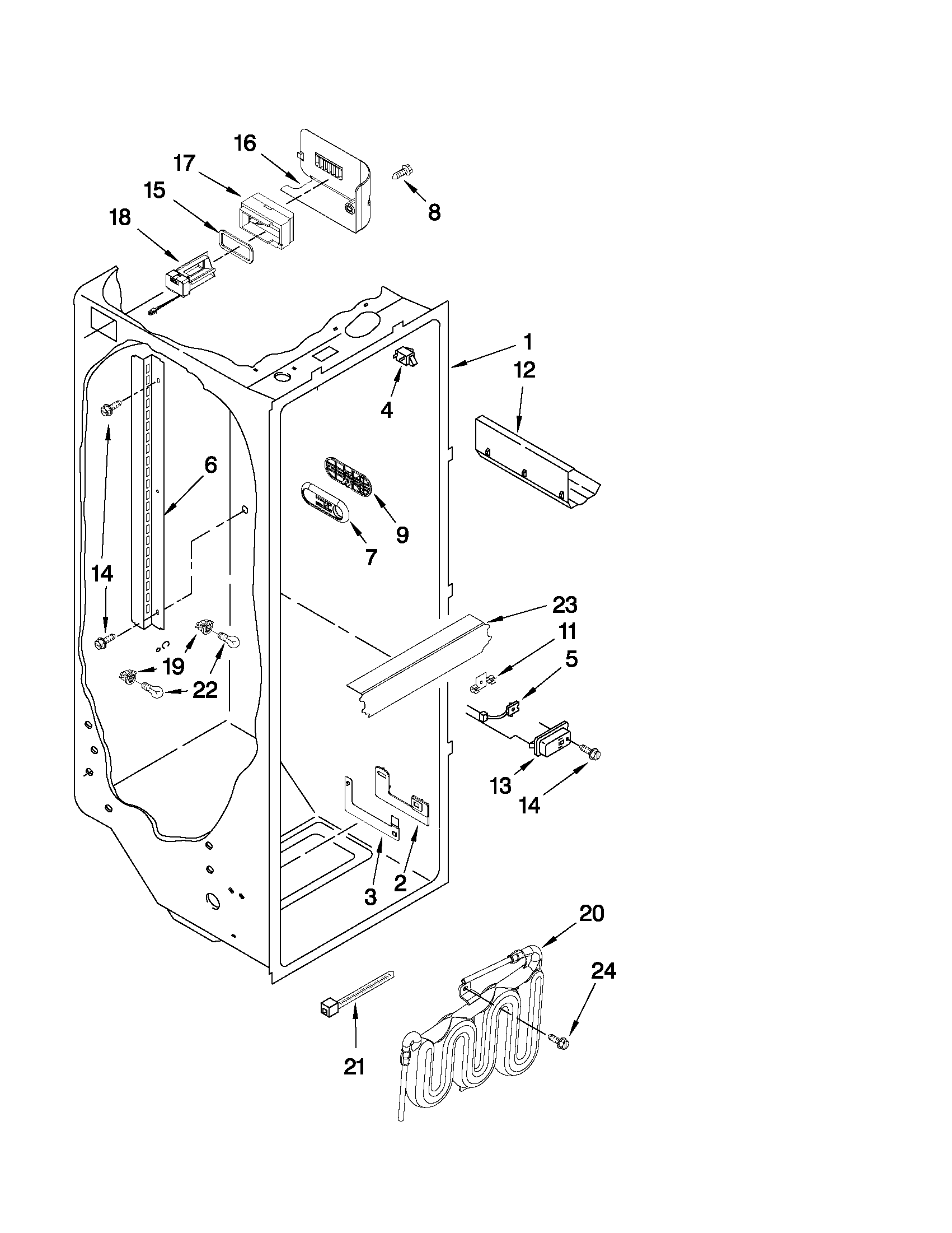 KitchenAid KSCS25FVMK03 refrigerator liner parts diagram