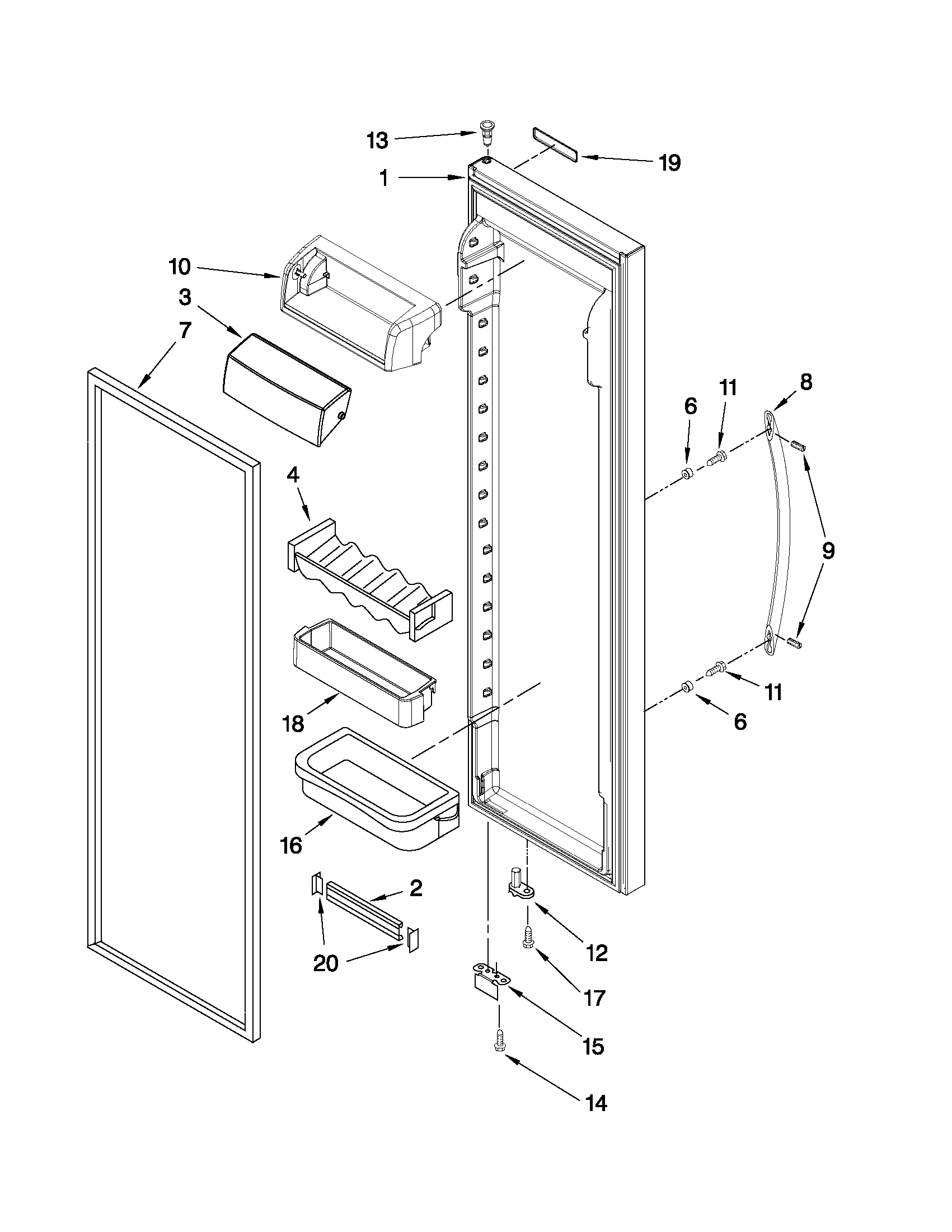 KitchenAid KSCS25FVMK03 refrigerator door parts diagram