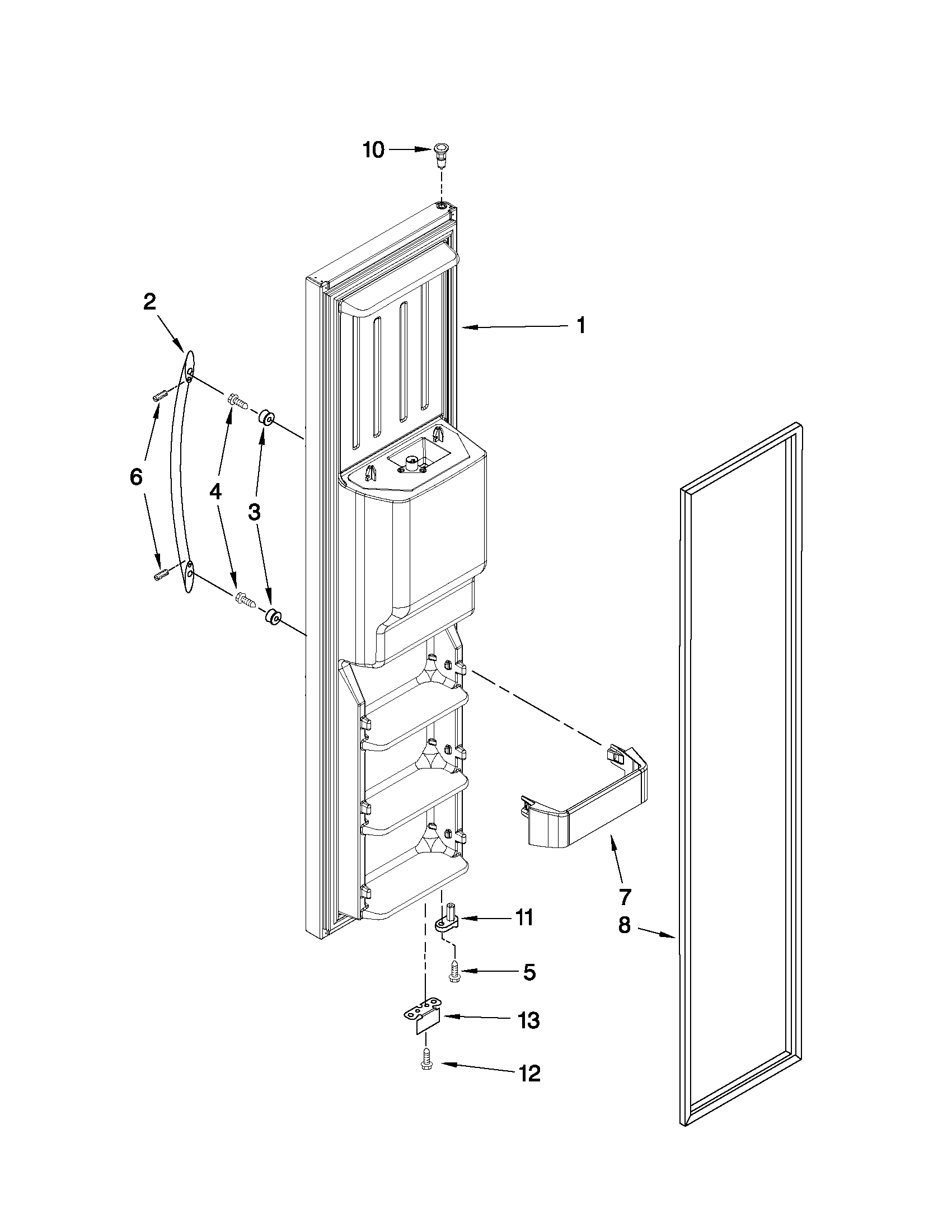 KitchenAid KSCS25FVMK03 freezer door parts diagram
