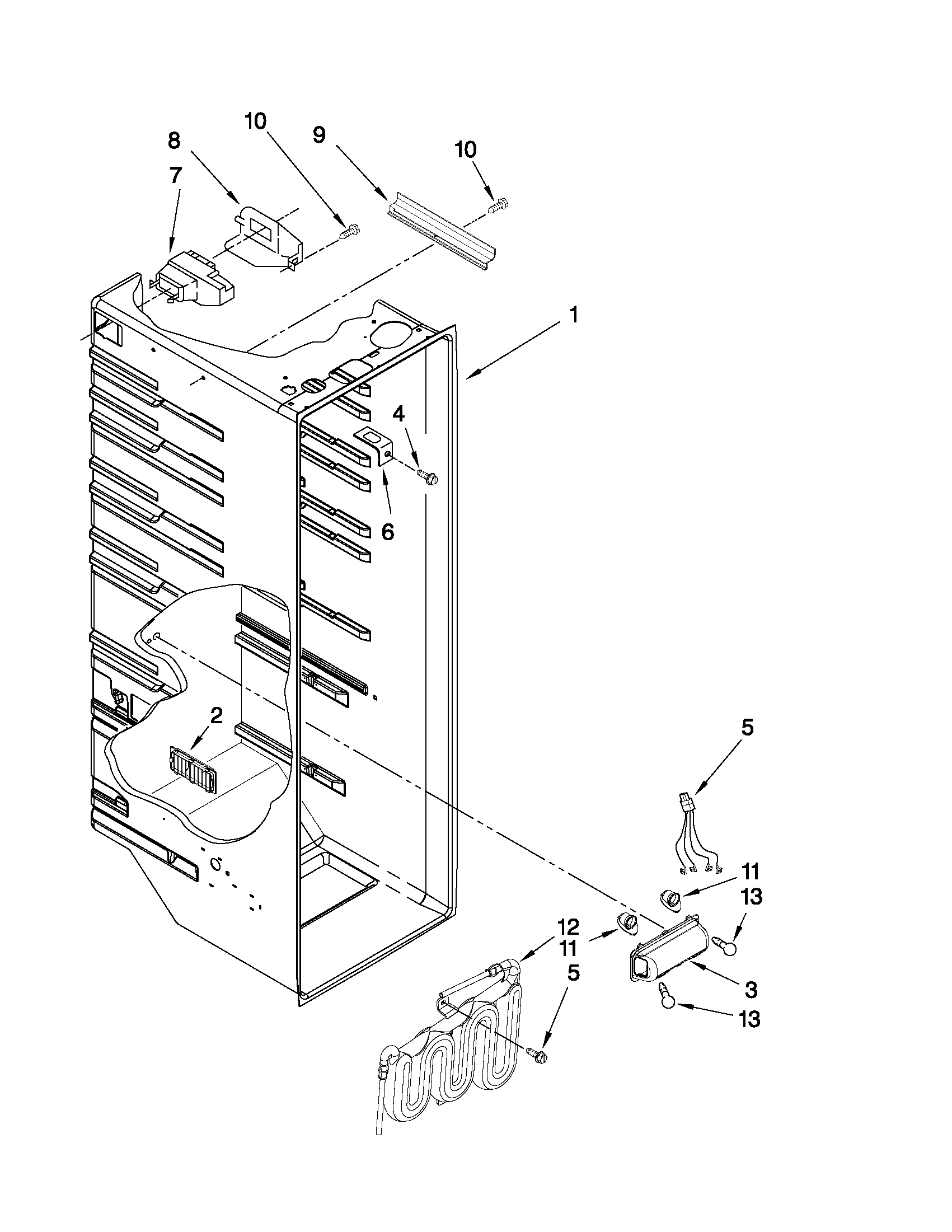 Whirlpool ED5FVGXWS06 refrigerator liner parts diagram