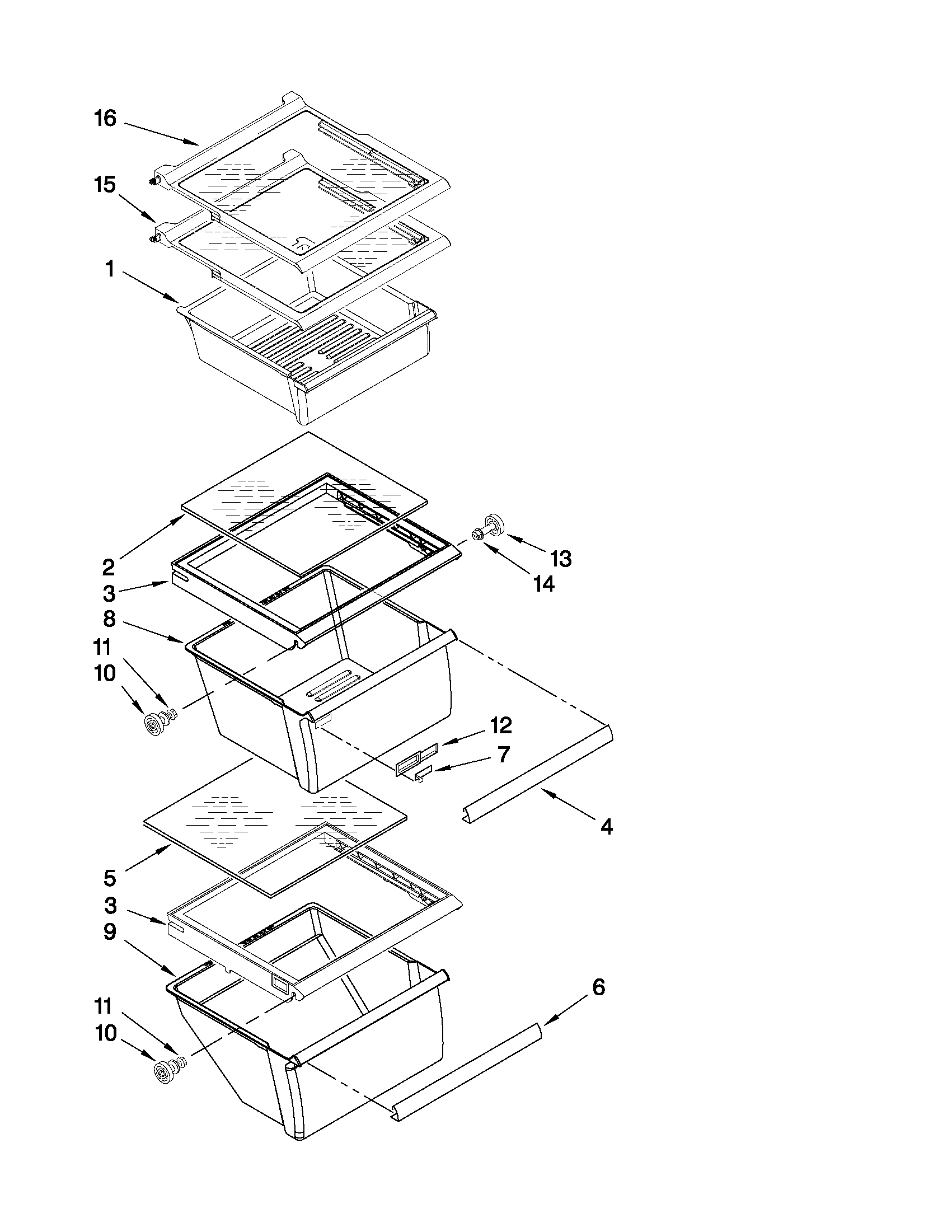 Whirlpool ED5FVGXWS06 refrigerator shelf parts diagram