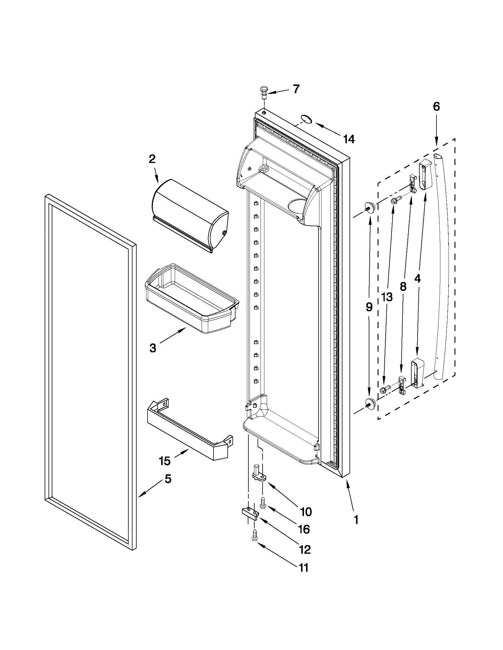 Whirlpool ED5FVGXWS06 refrigerator door parts diagram