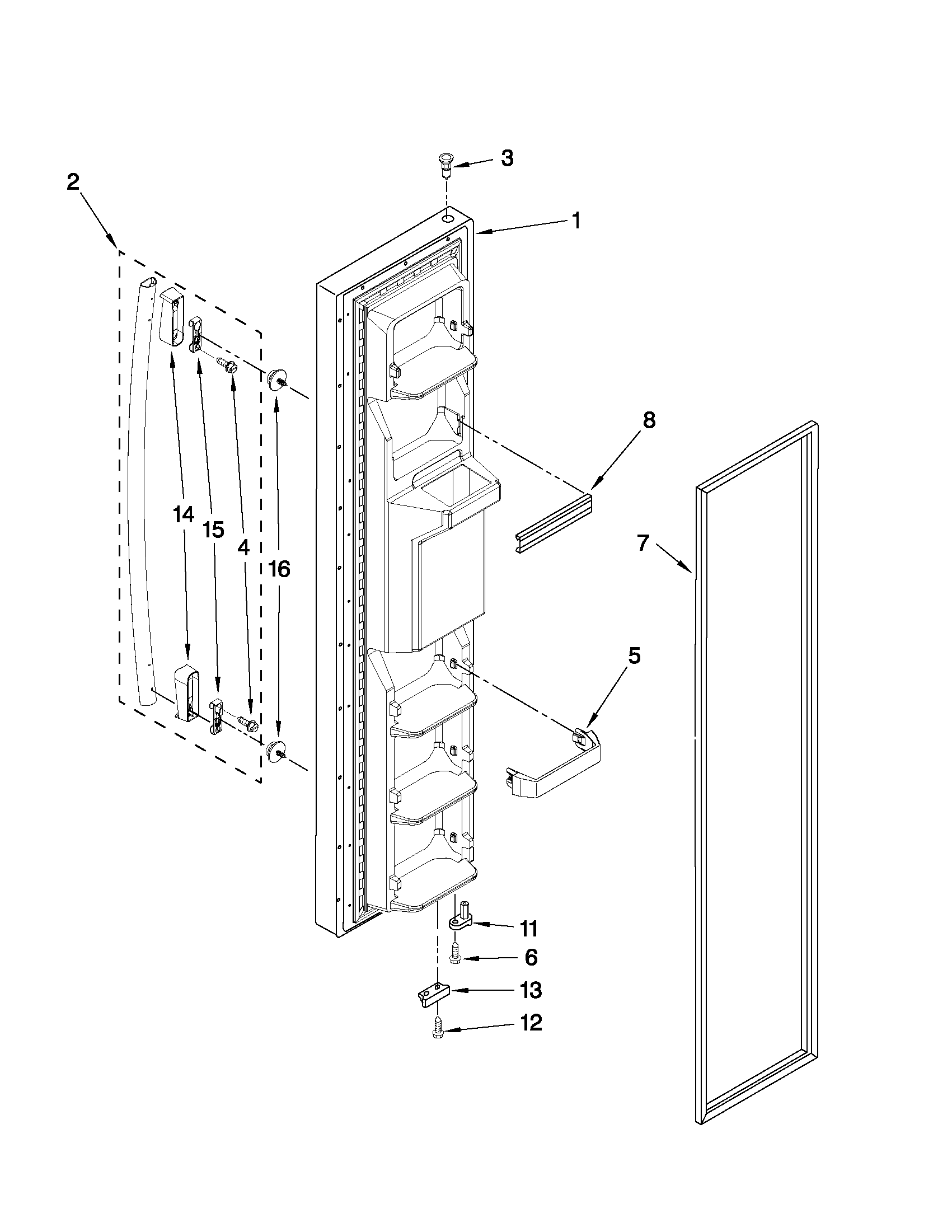 Whirlpool ED5FVGXWS06 freezer door parts diagram