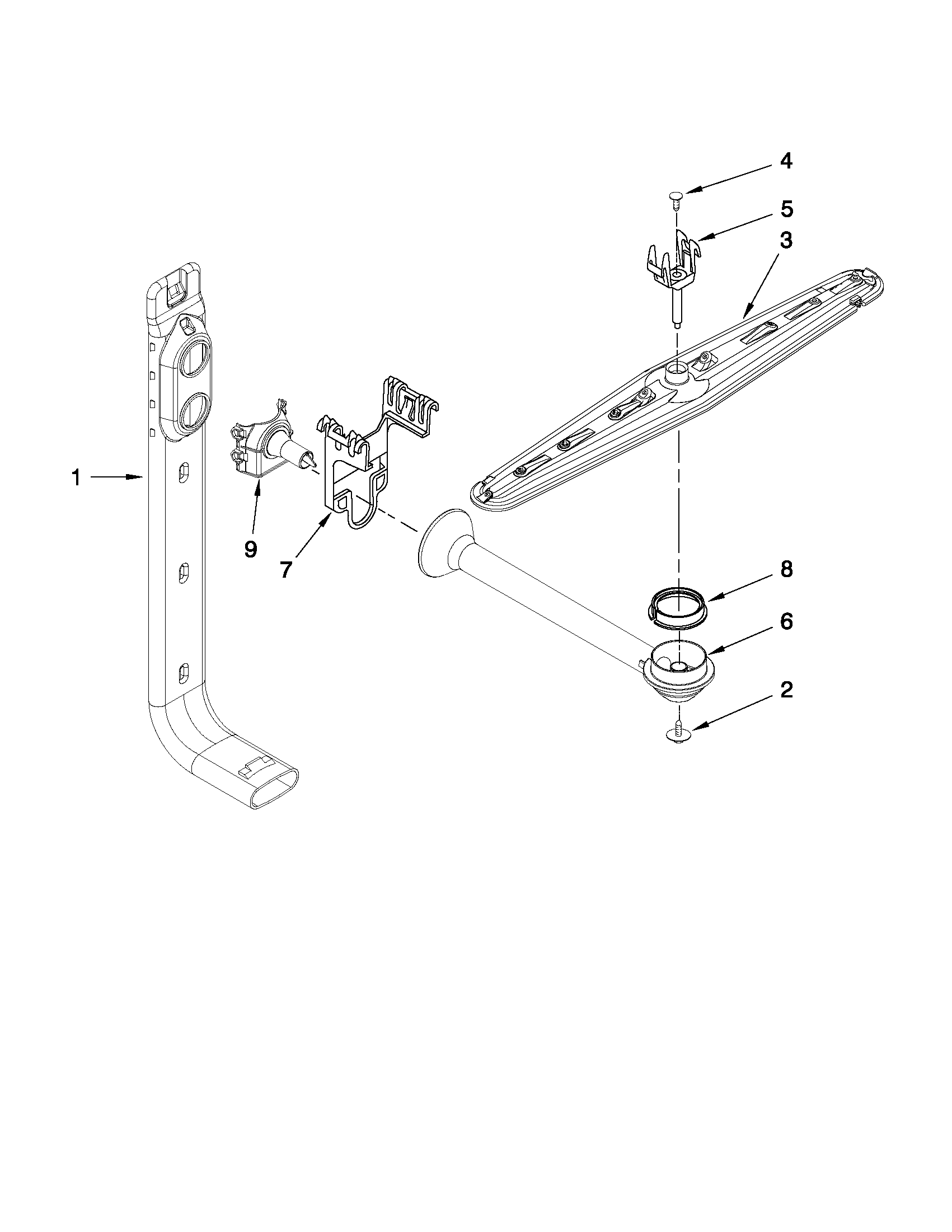 Whirlpool DU1010XTXT3 upper wash and rinse parts diagram