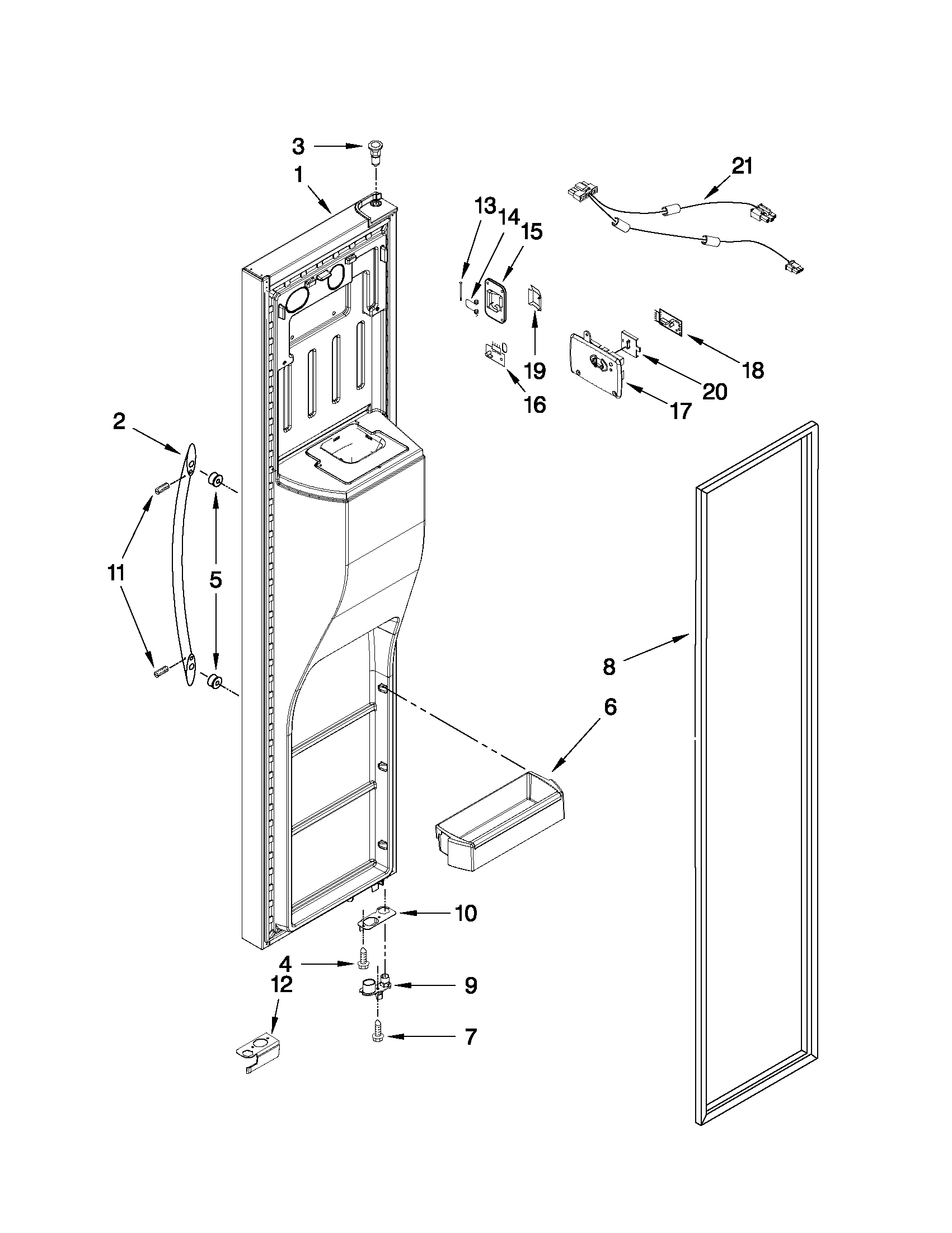 Whirlpool GSS26C5XXY04 freezer door parts diagram