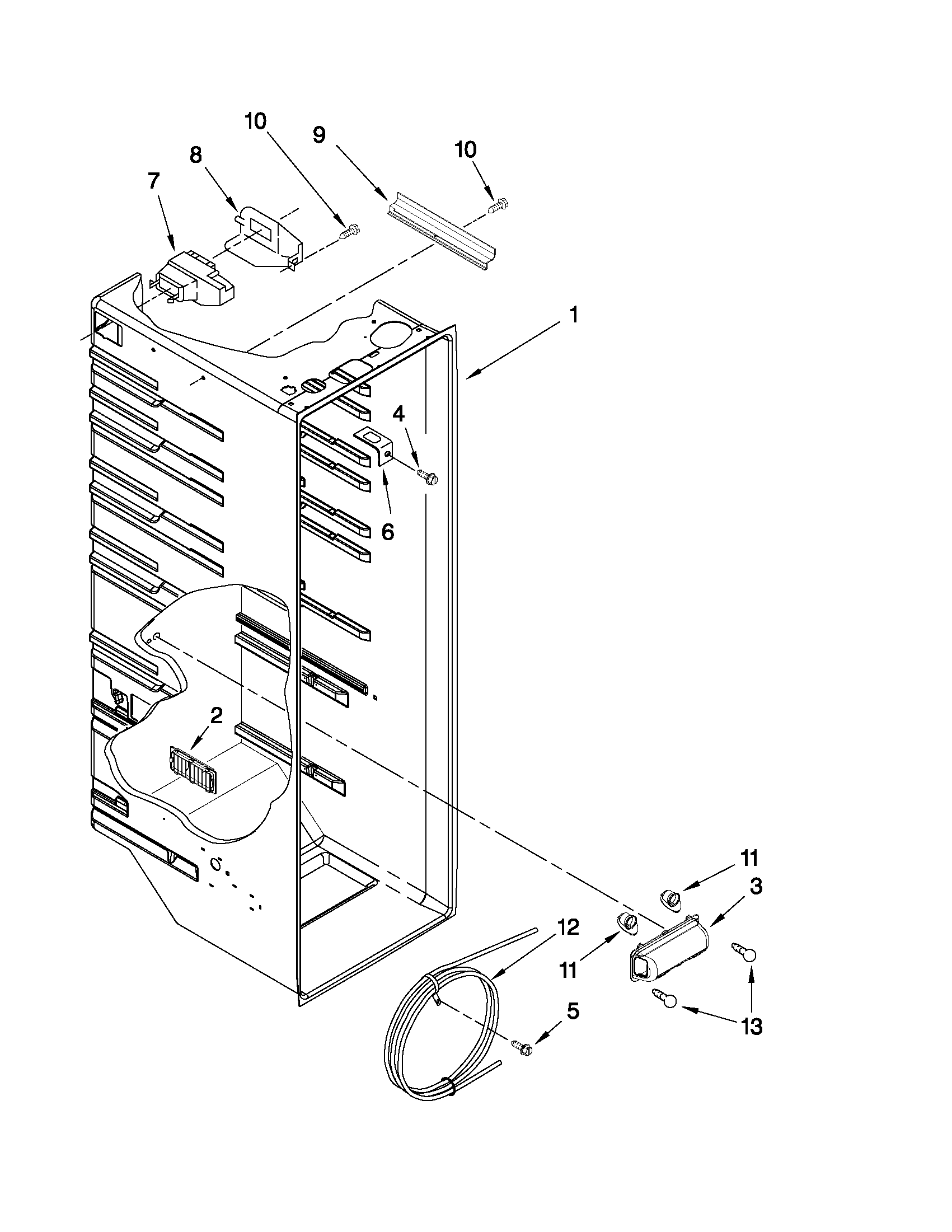Whirlpool ED5DHEXWL03 refrigerator liner parts diagram