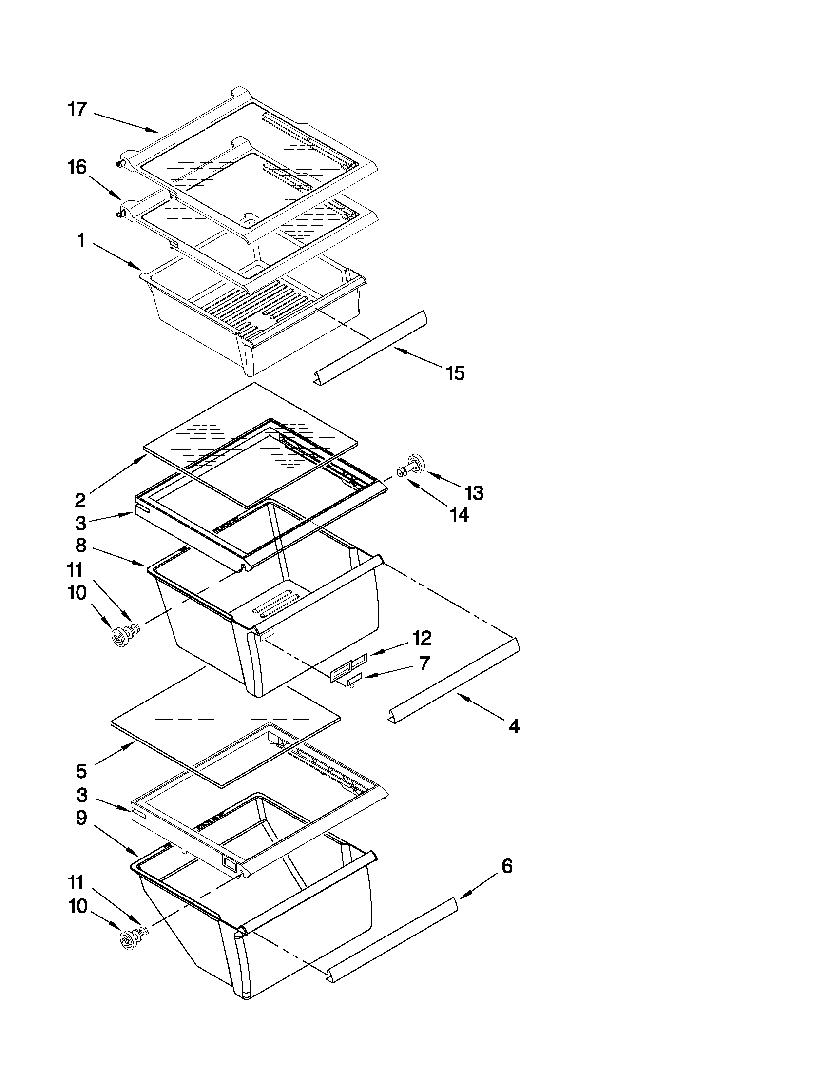 Whirlpool ED5DHEXWL03 refrigerator shelf parts diagram