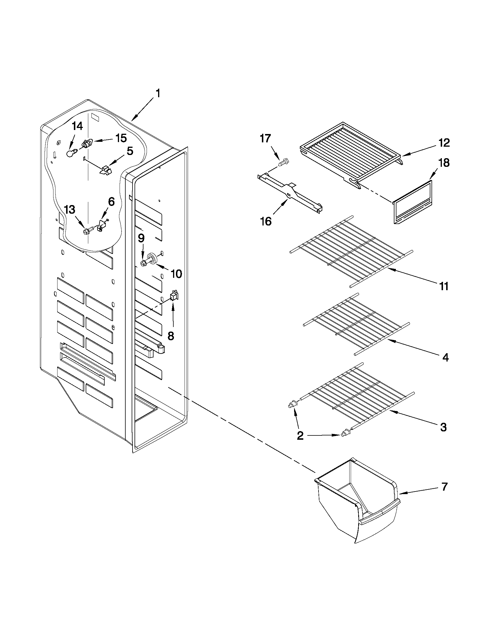 Whirlpool ED5DHEXWL03 freezer liner parts diagram