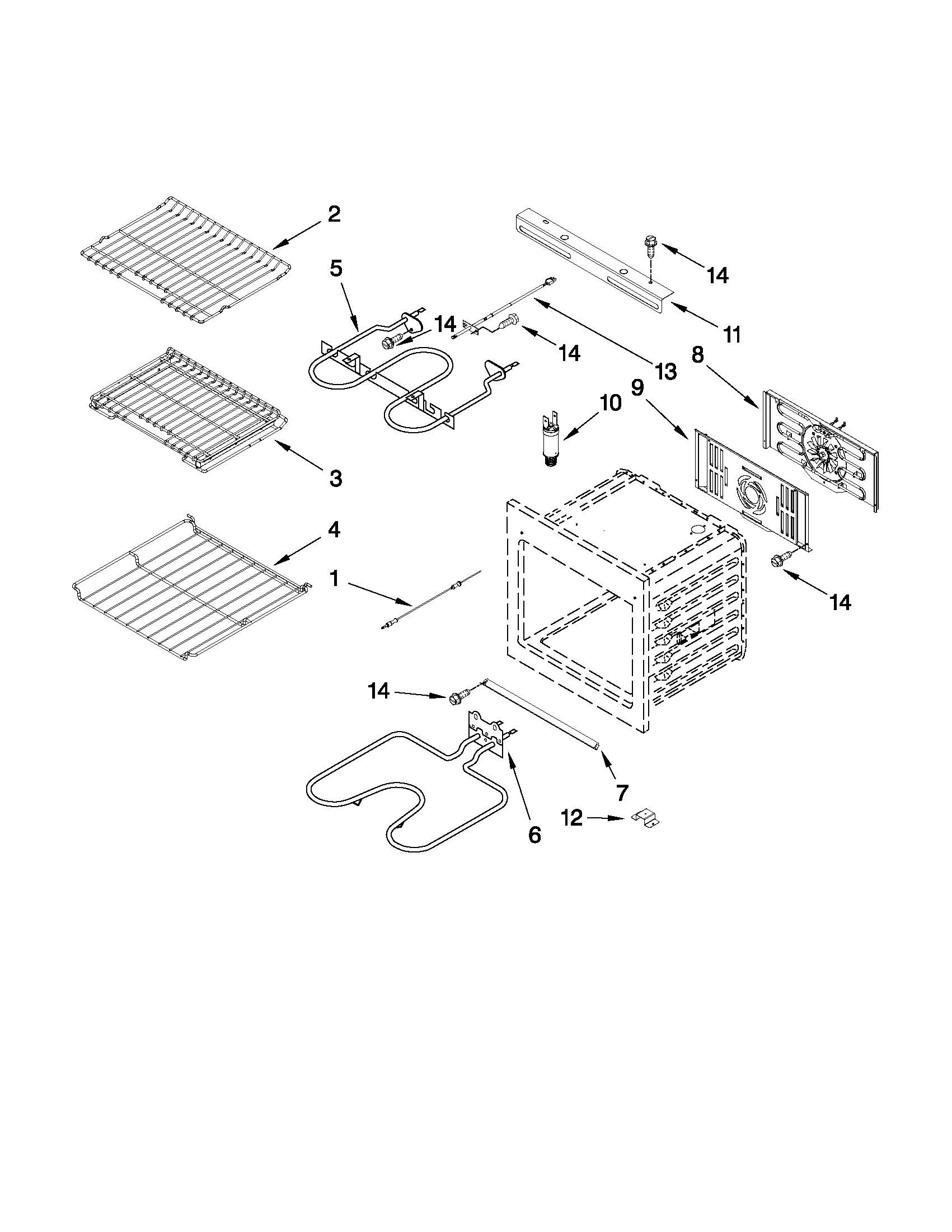 Jenn-Air JJW2430WB00 internal oven parts diagram
