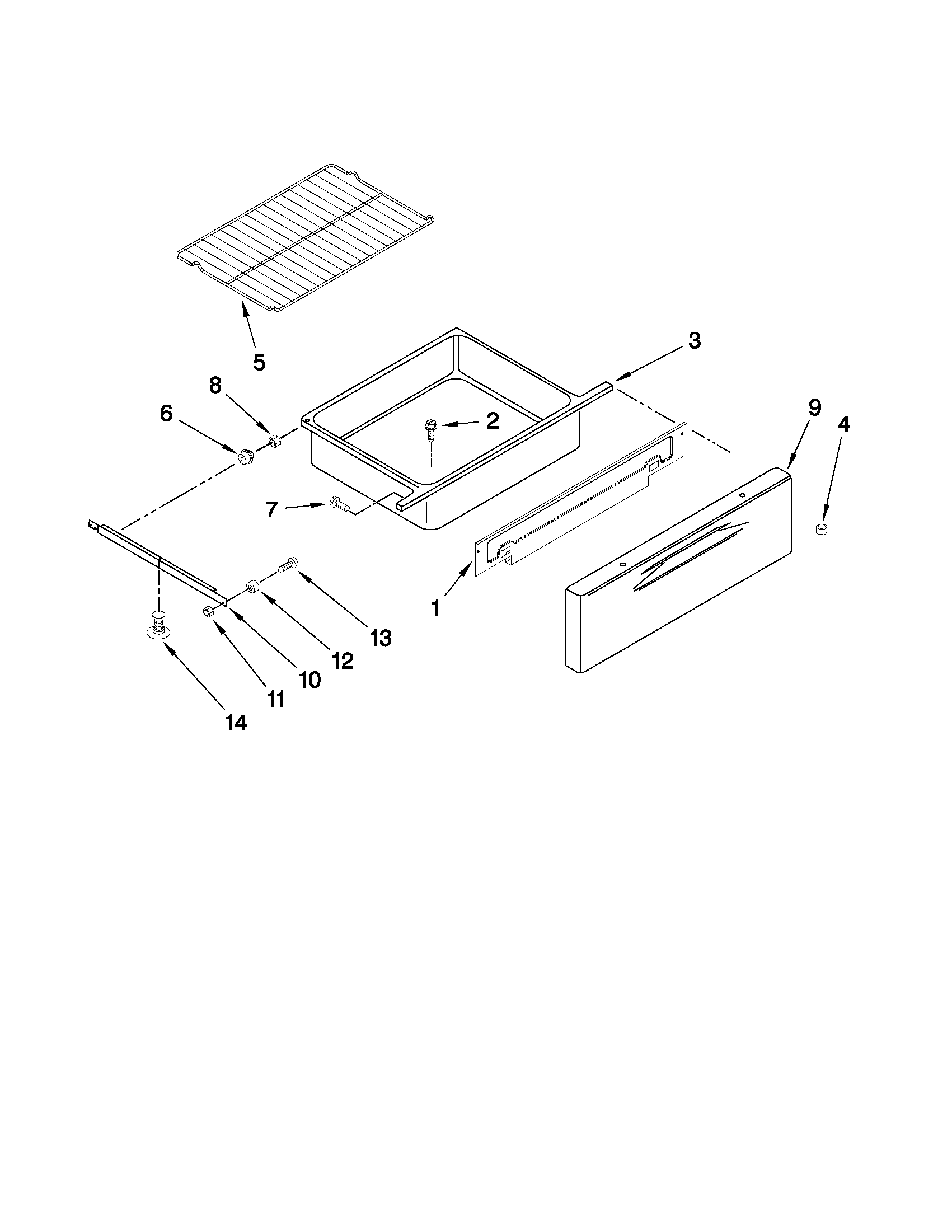 Maytag YMER8875WW1 drawer and rack parts diagram