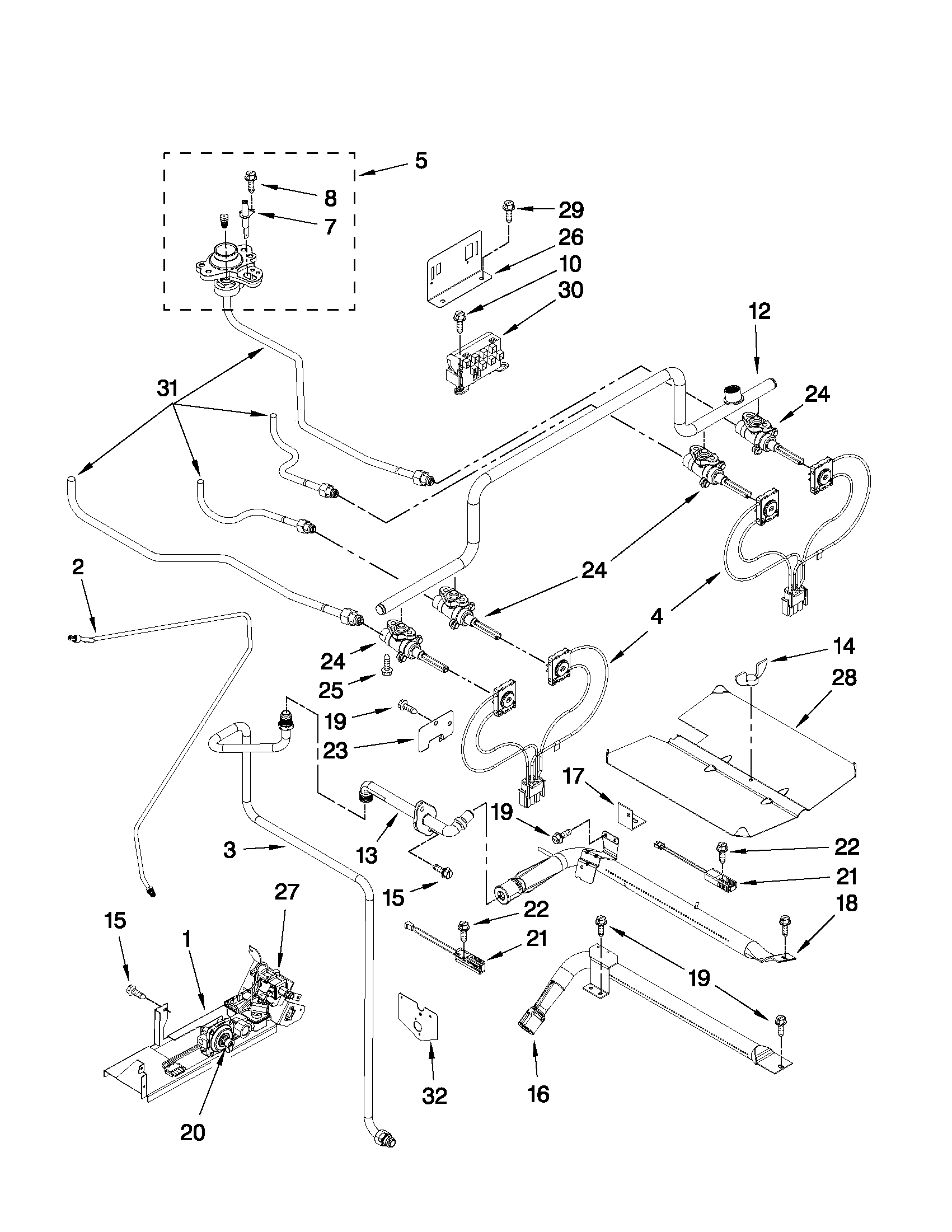 Jenn-Air JGS8750CDS01 manifold parts diagram