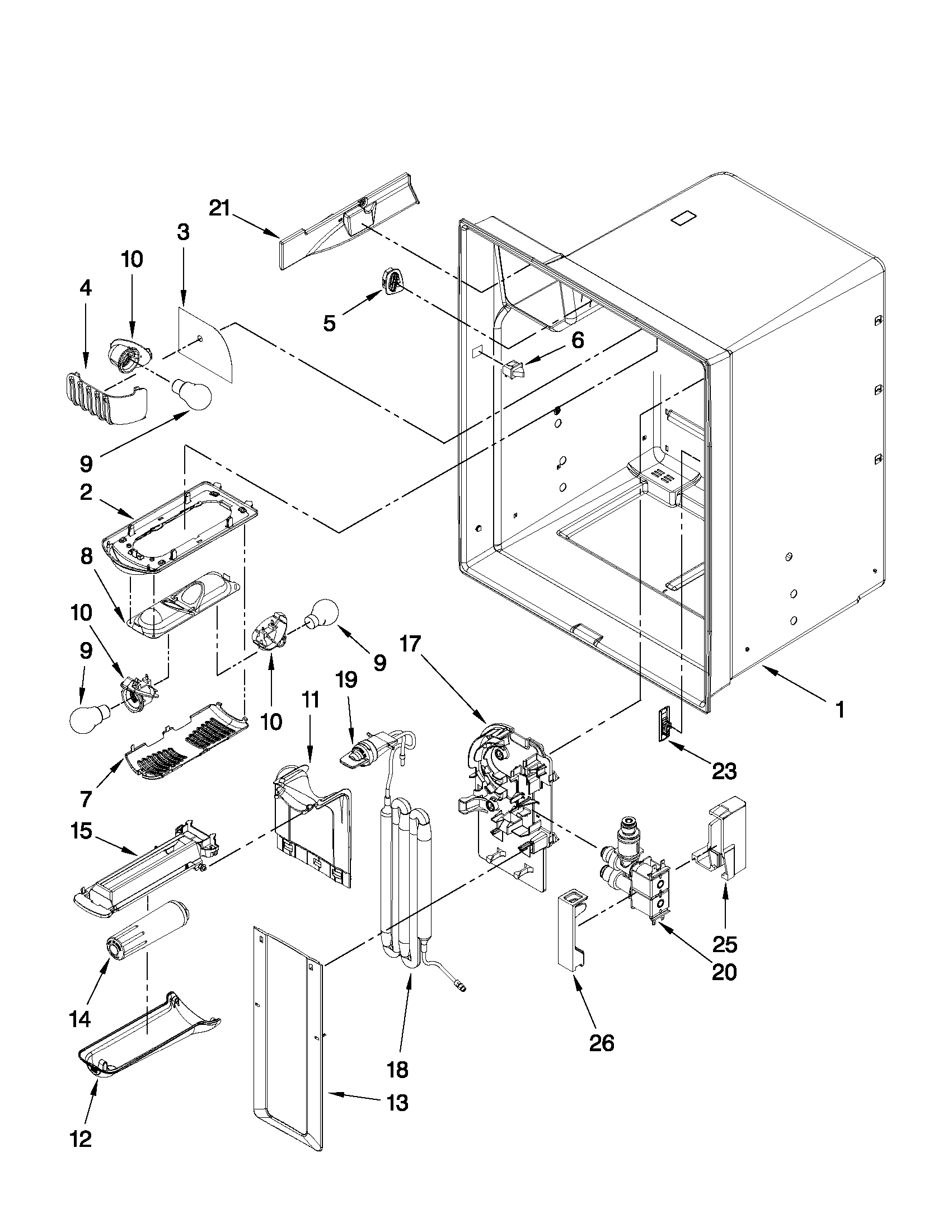 Jenn-Air JFI2089WTS3 refrigerator liner parts diagram