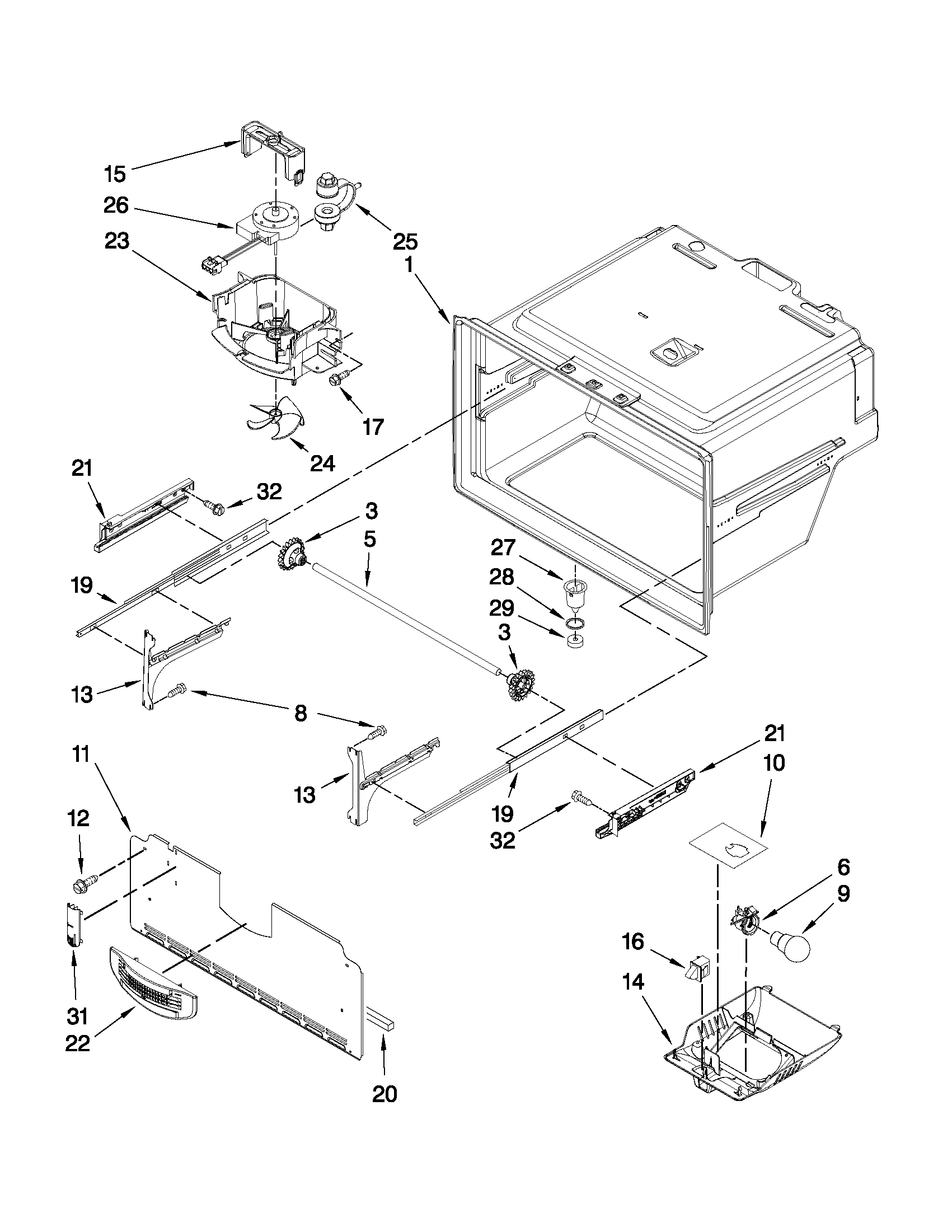 Jenn-Air JFI2089WTS3 freezer liner parts diagram