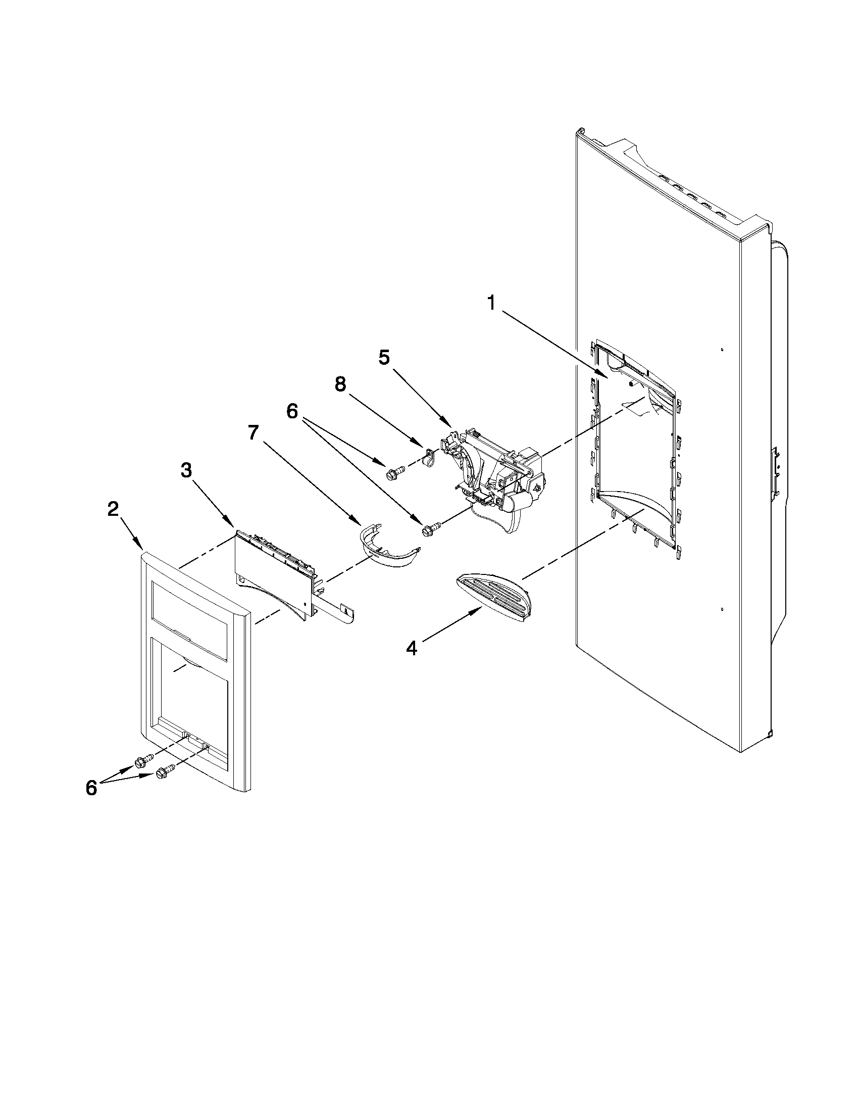 Jenn-Air JFI2089WTS3 dispenser front parts diagram