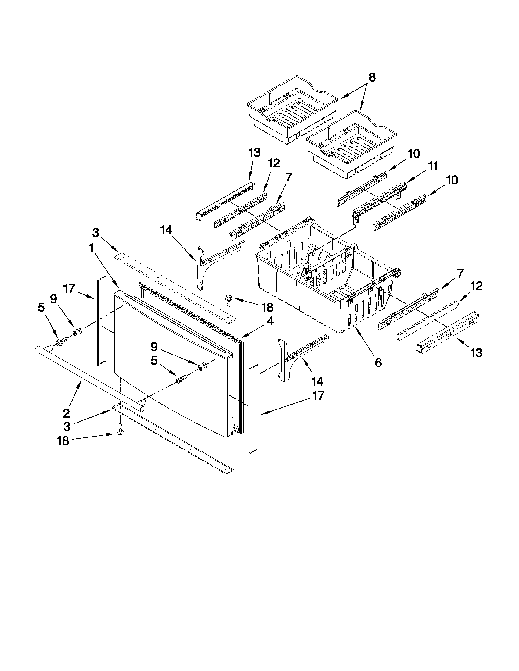 Jenn-Air JFI2089WTS3 freezer door parts diagram