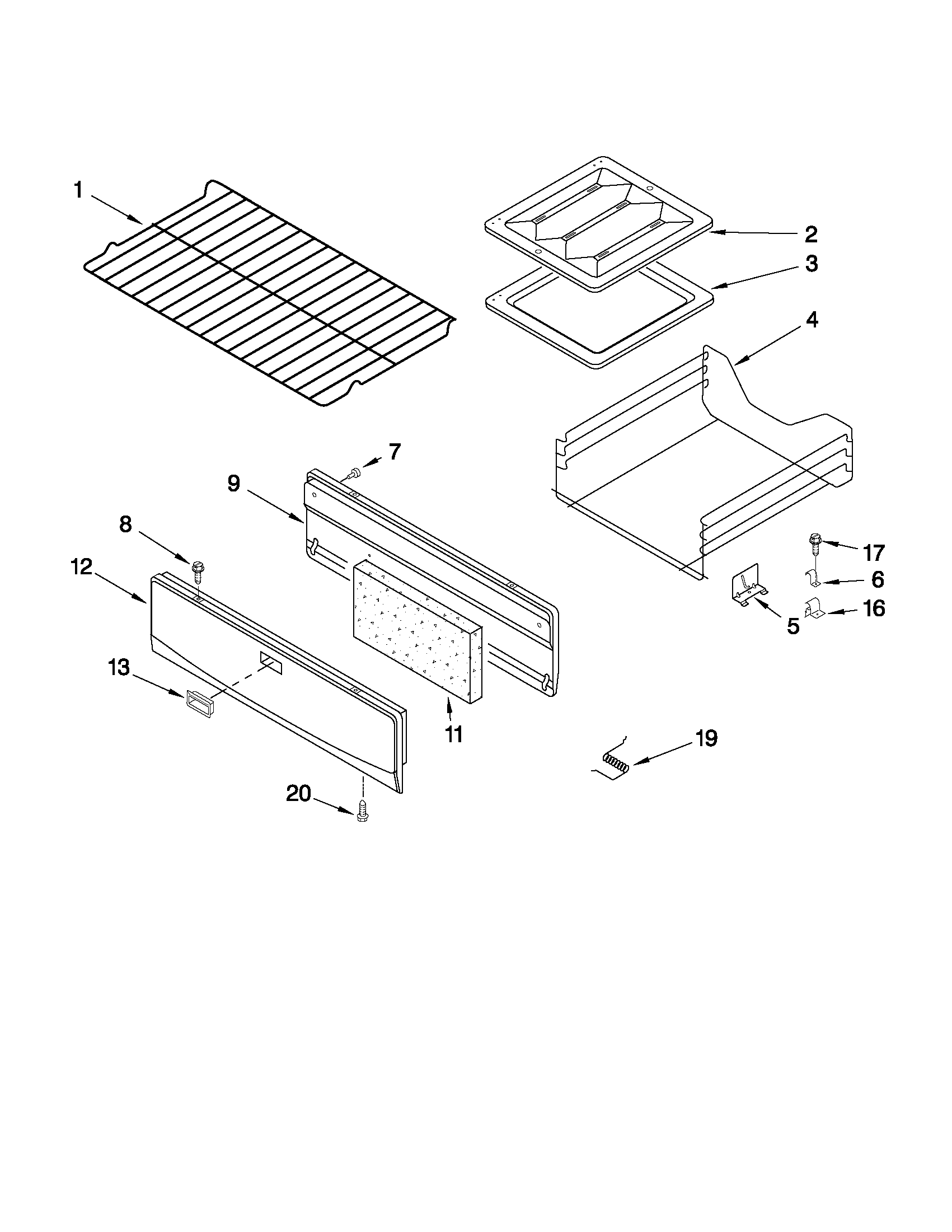 Estate TGP305TQ0 oven & broiler parts diagram