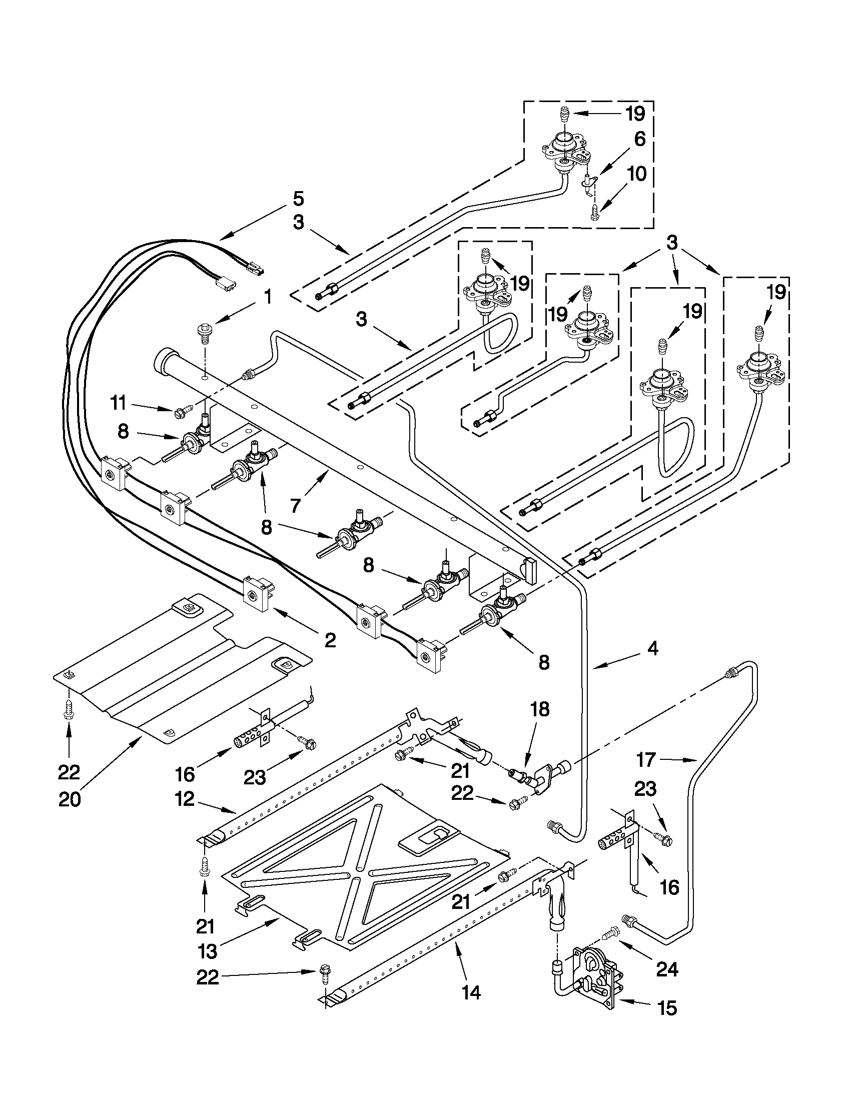 Whirlpool GFG461LVT0 manifold parts diagram
