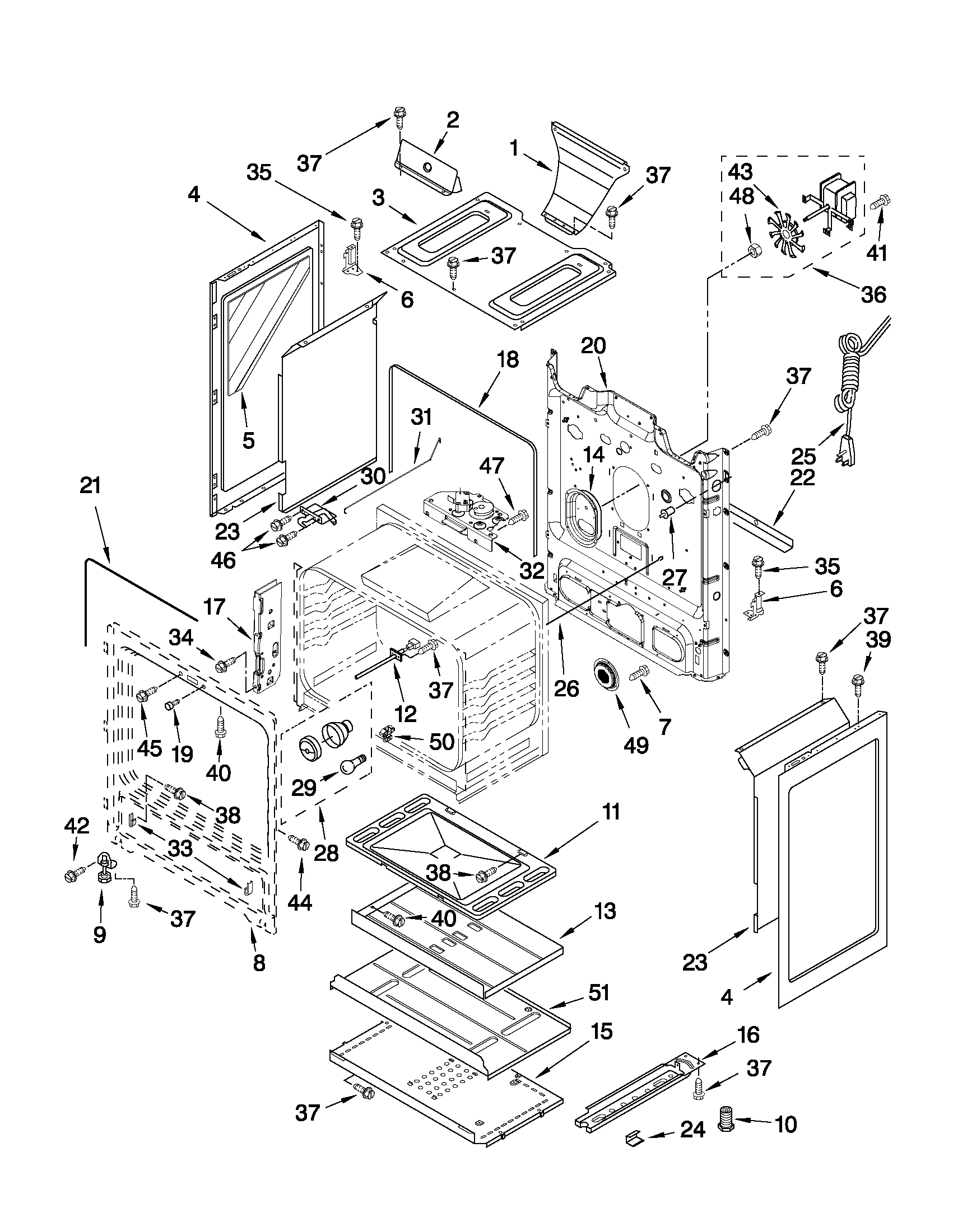 Whirlpool GFG461LVT0 chassis parts diagram