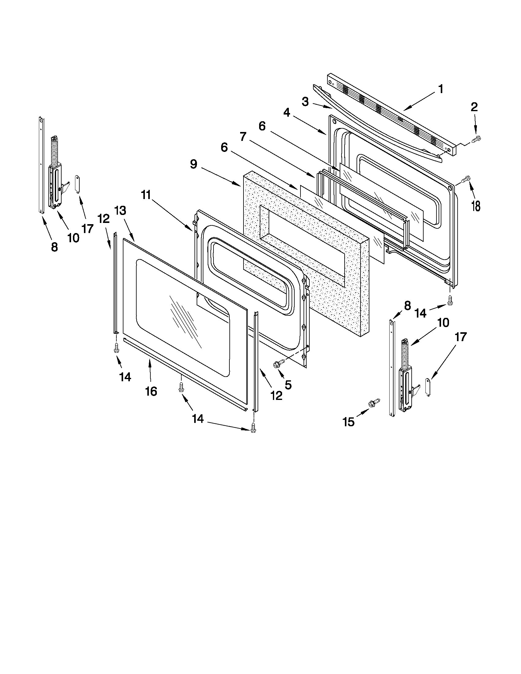 Whirlpool GFG461LVT0 door parts diagram