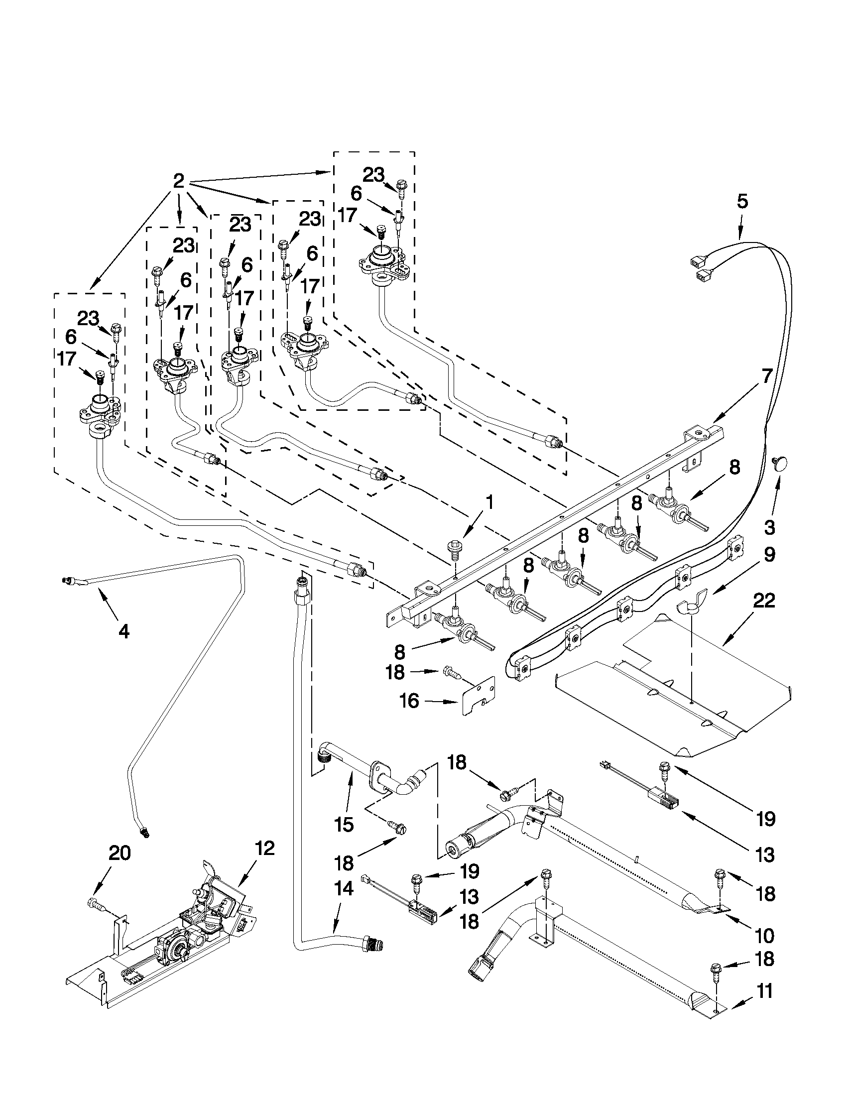 KitchenAid KGRS205TWH5 manifold parts diagram