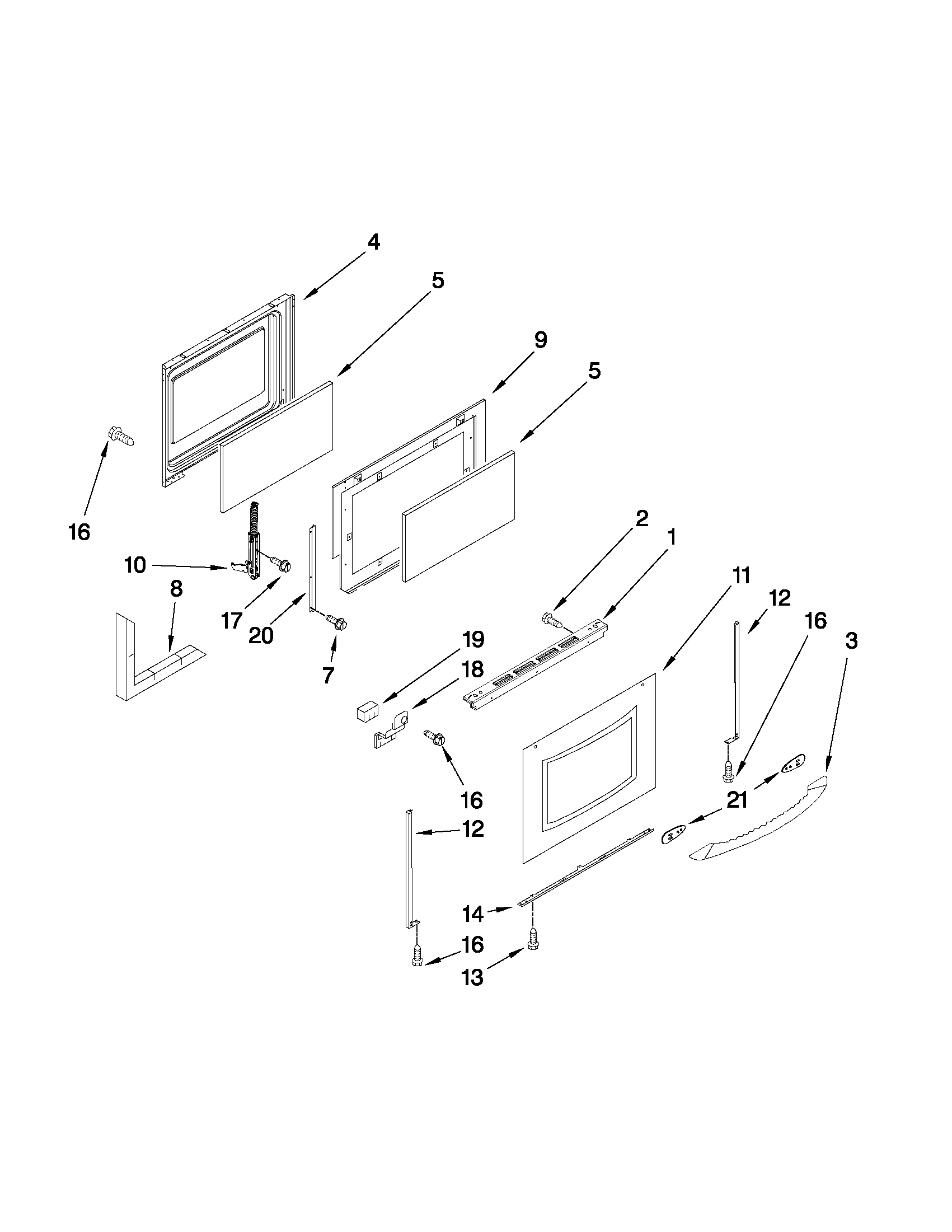 KitchenAid KGRS205TWH5 door parts diagram