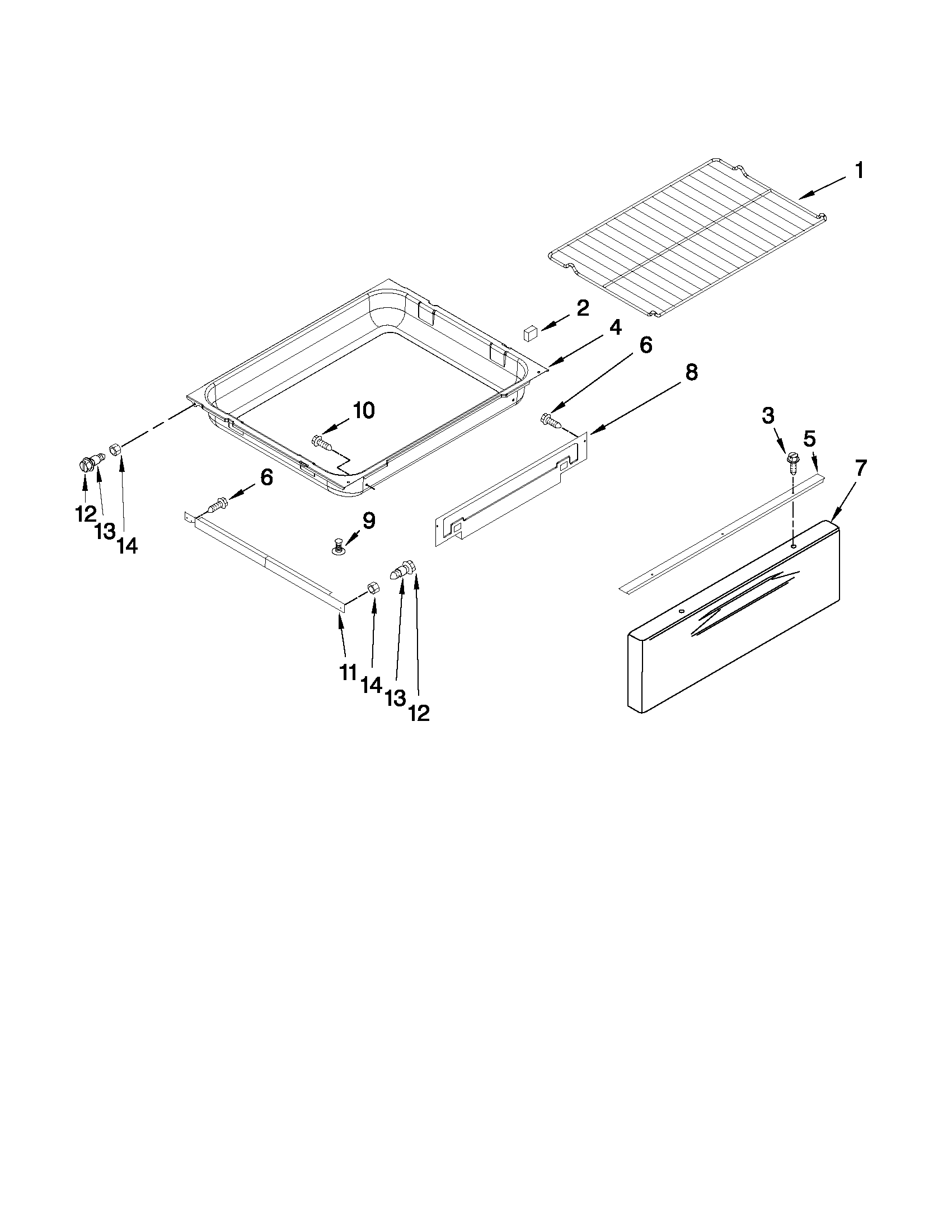 KitchenAid KGRS205TWH5 drawer and rack parts diagram