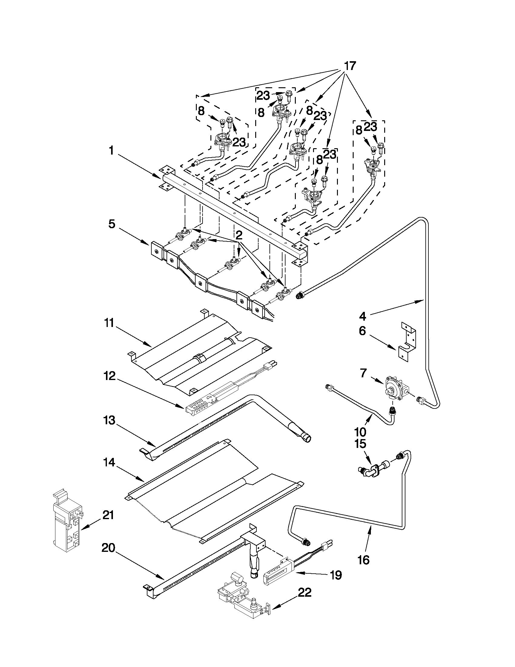 KitchenAid KGRS206XWH2 manifold parts diagram