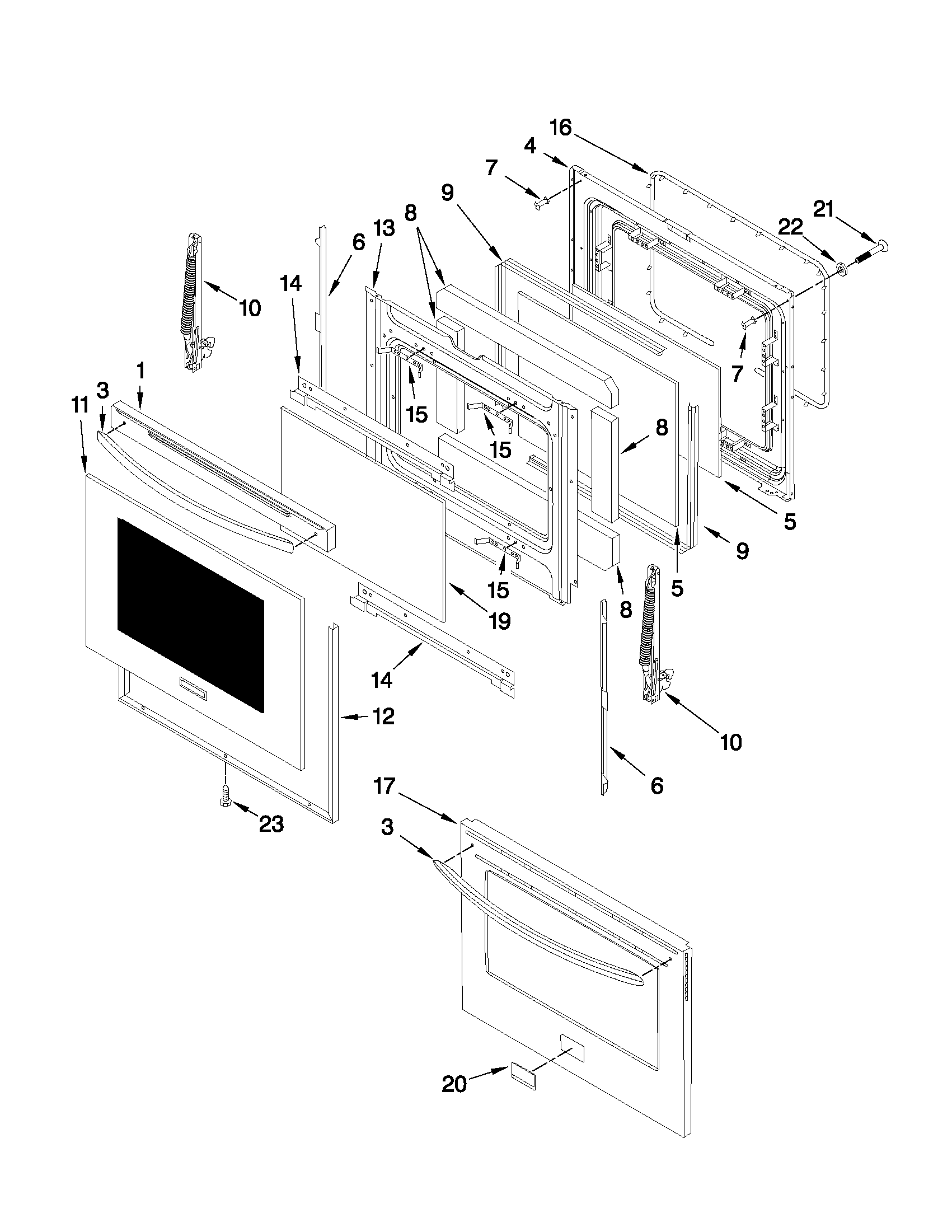 KitchenAid KGRS206XWH2 door parts diagram