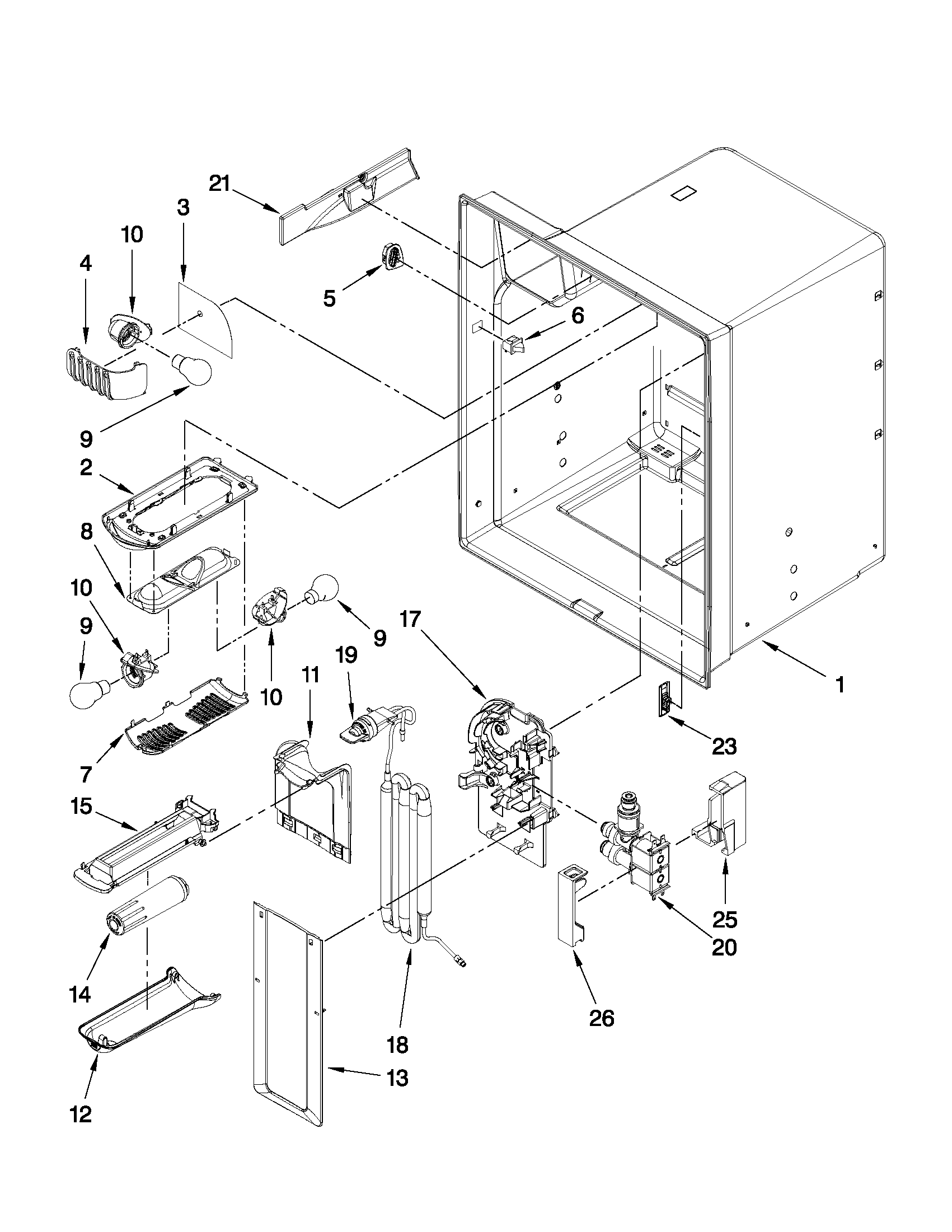Whirlpool GI0FSAXVY07 refrigerator liner parts diagram