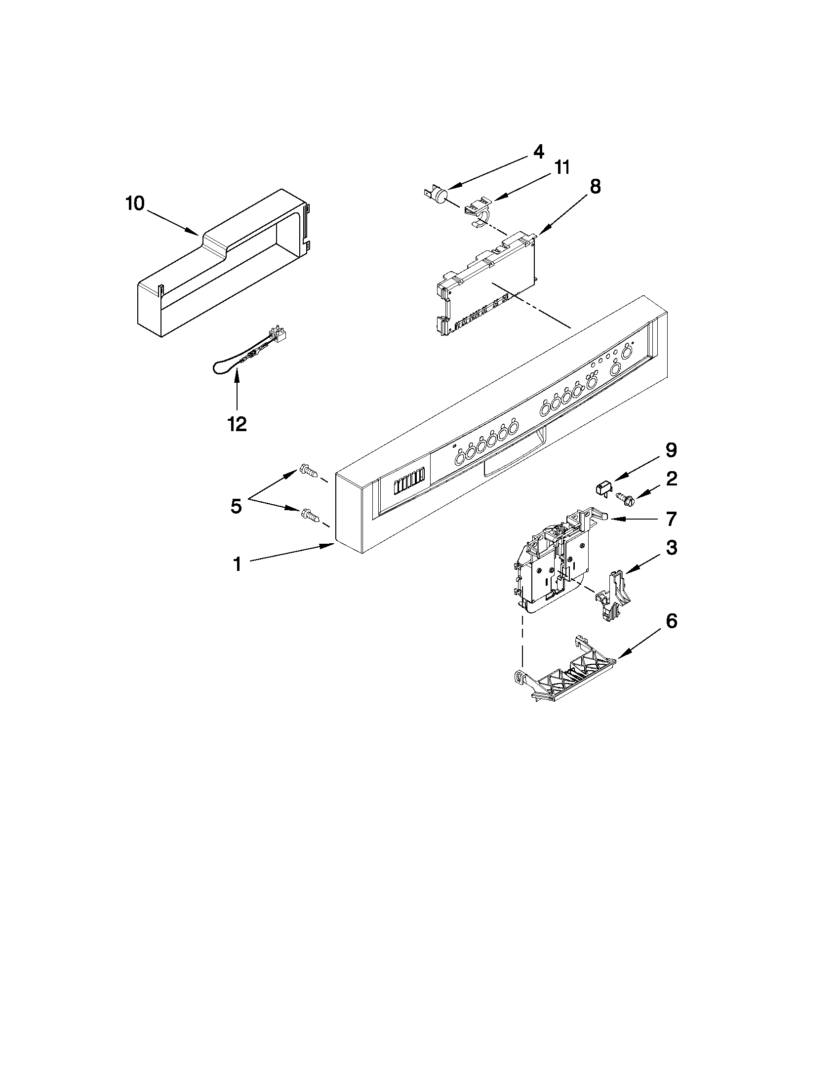Whirlpool GU2800XTVQ3 control panel and latch parts diagram