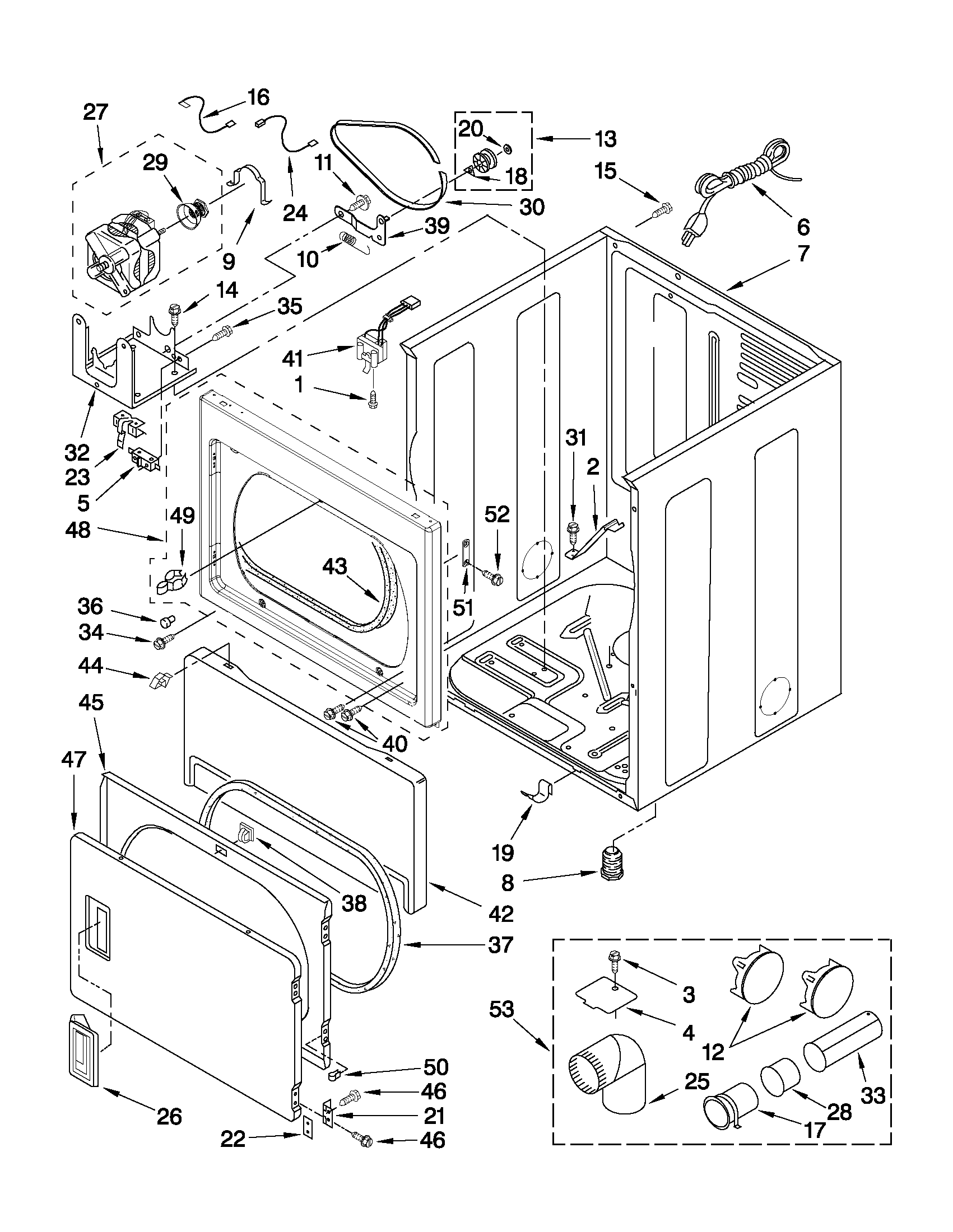 Maytag MGDC700VW0 cabinet parts diagram