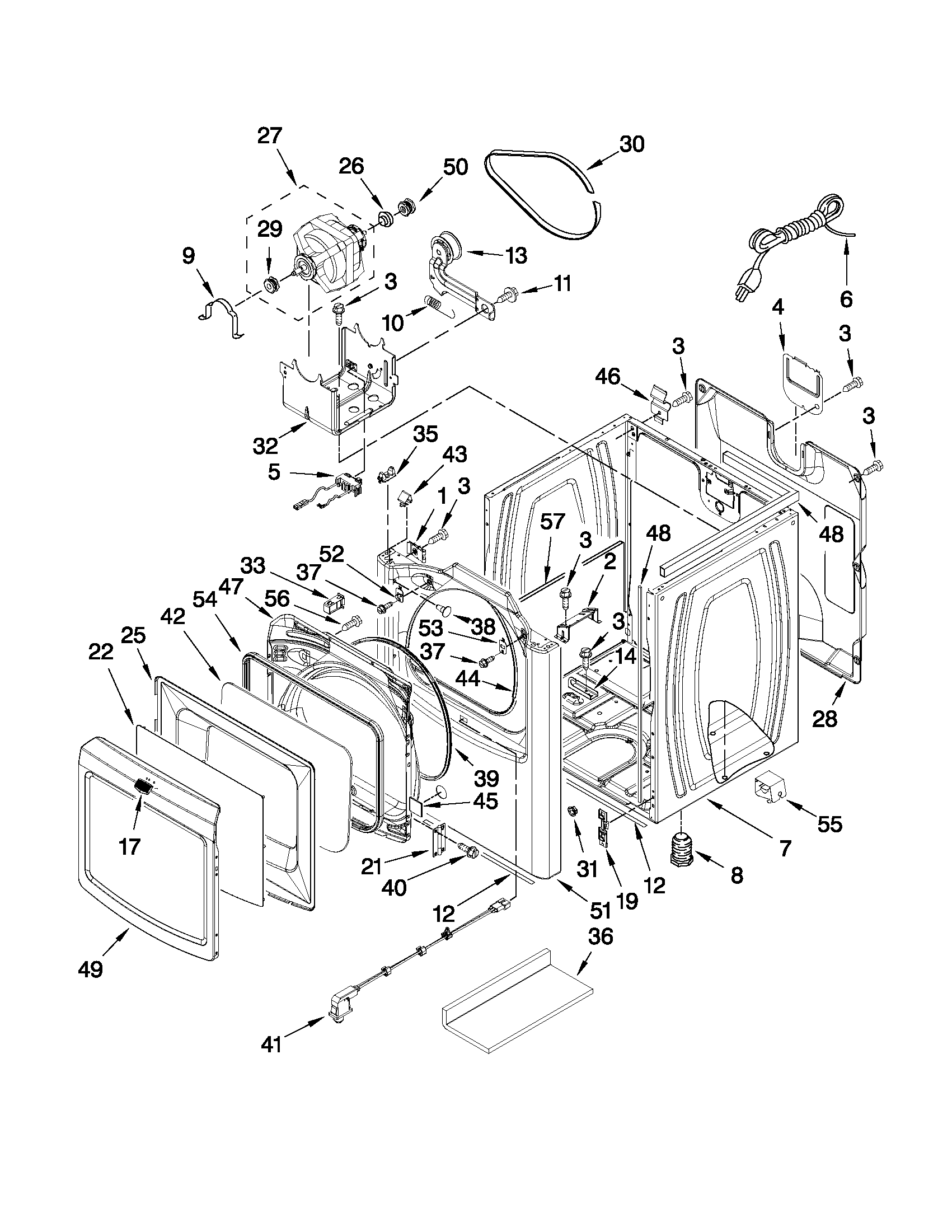 Maytag MGDB850WL1 cabinet parts diagram