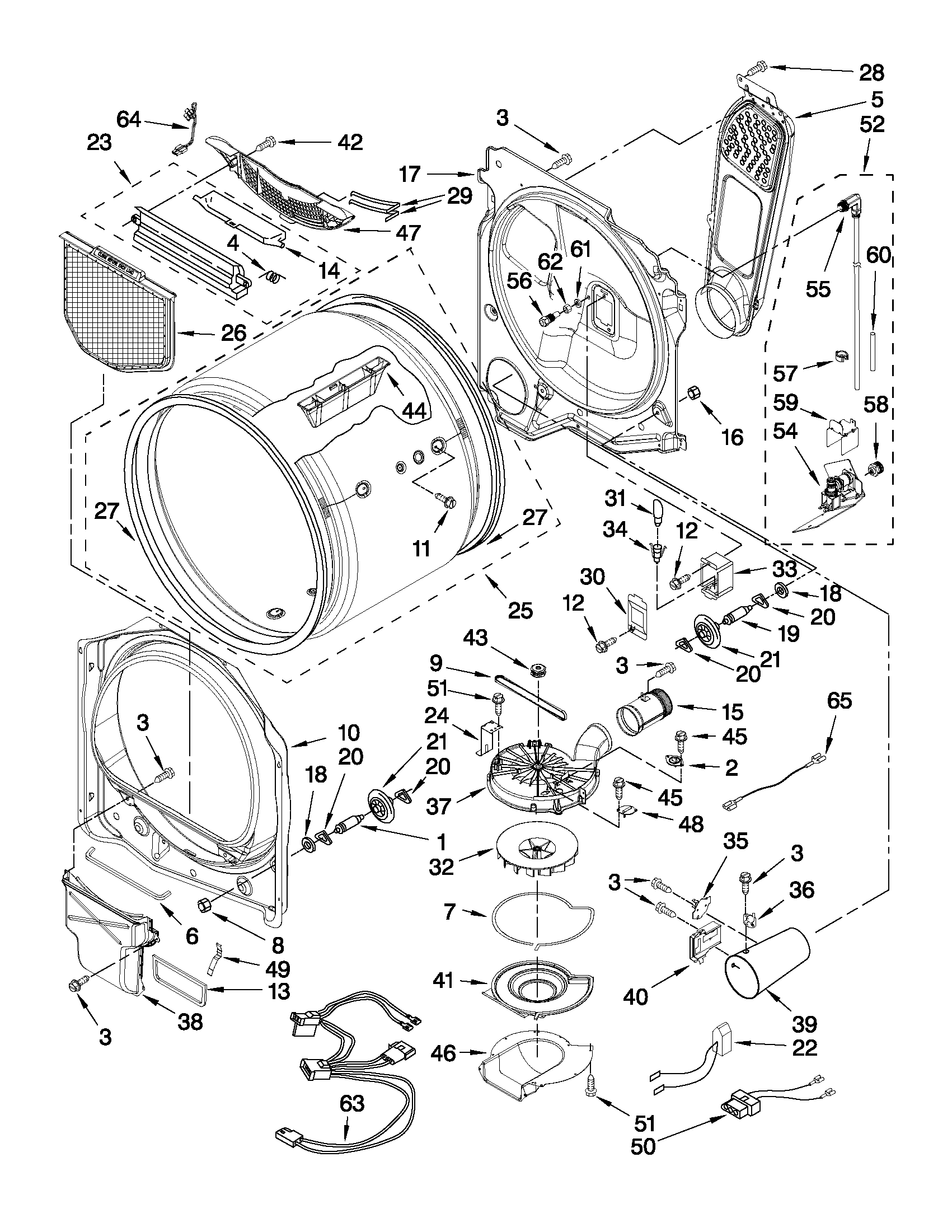 Maytag MGDB850WL1 bulkhead parts diagram