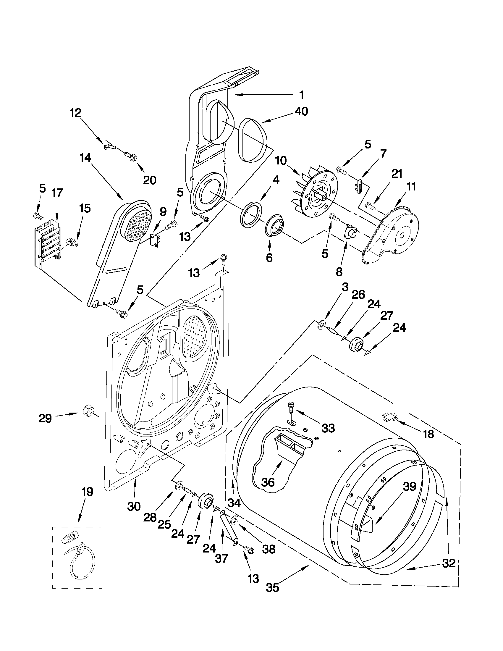 Maytag MEDC100YQ0 bulkhead parts diagram