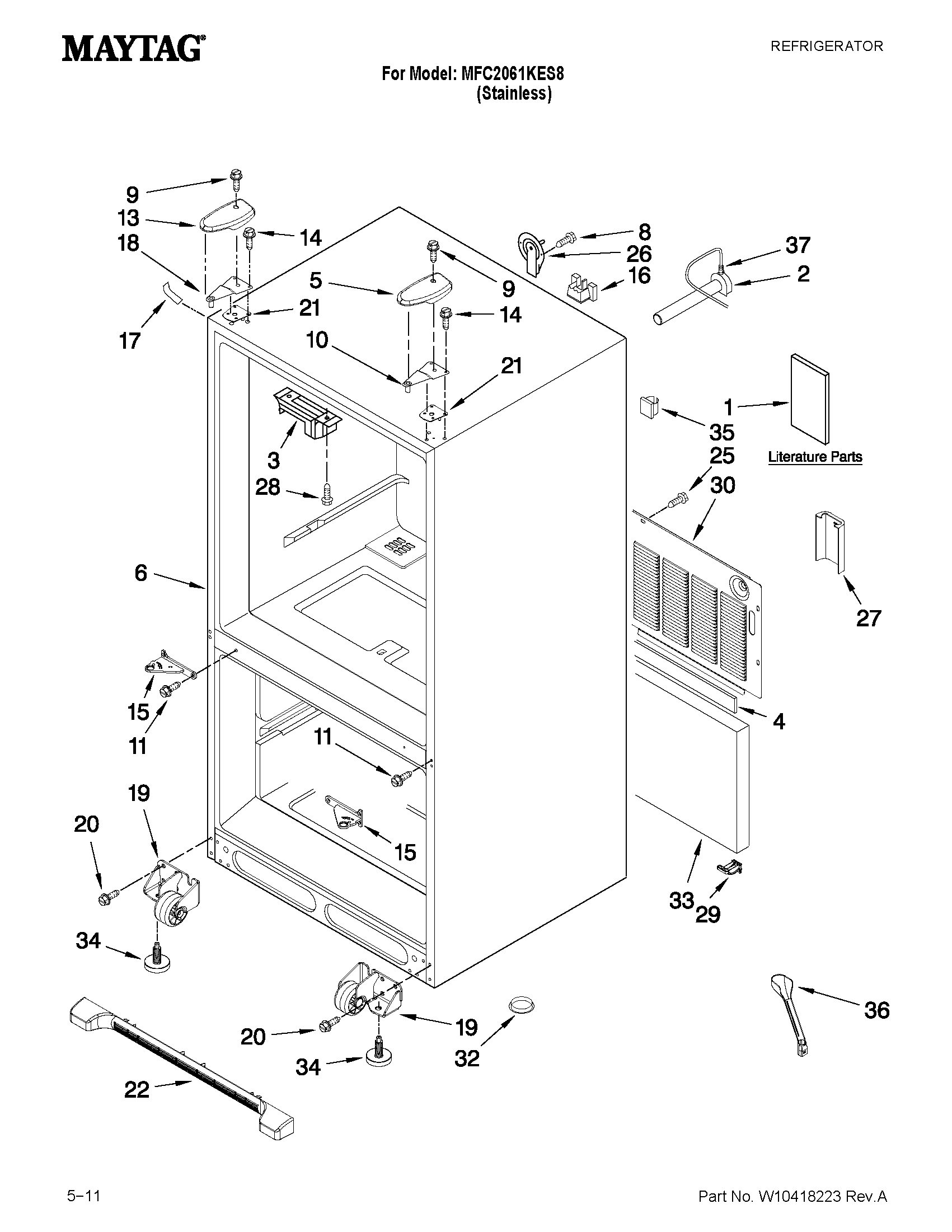 Maytag MFC2061KES8 cabinet parts diagram