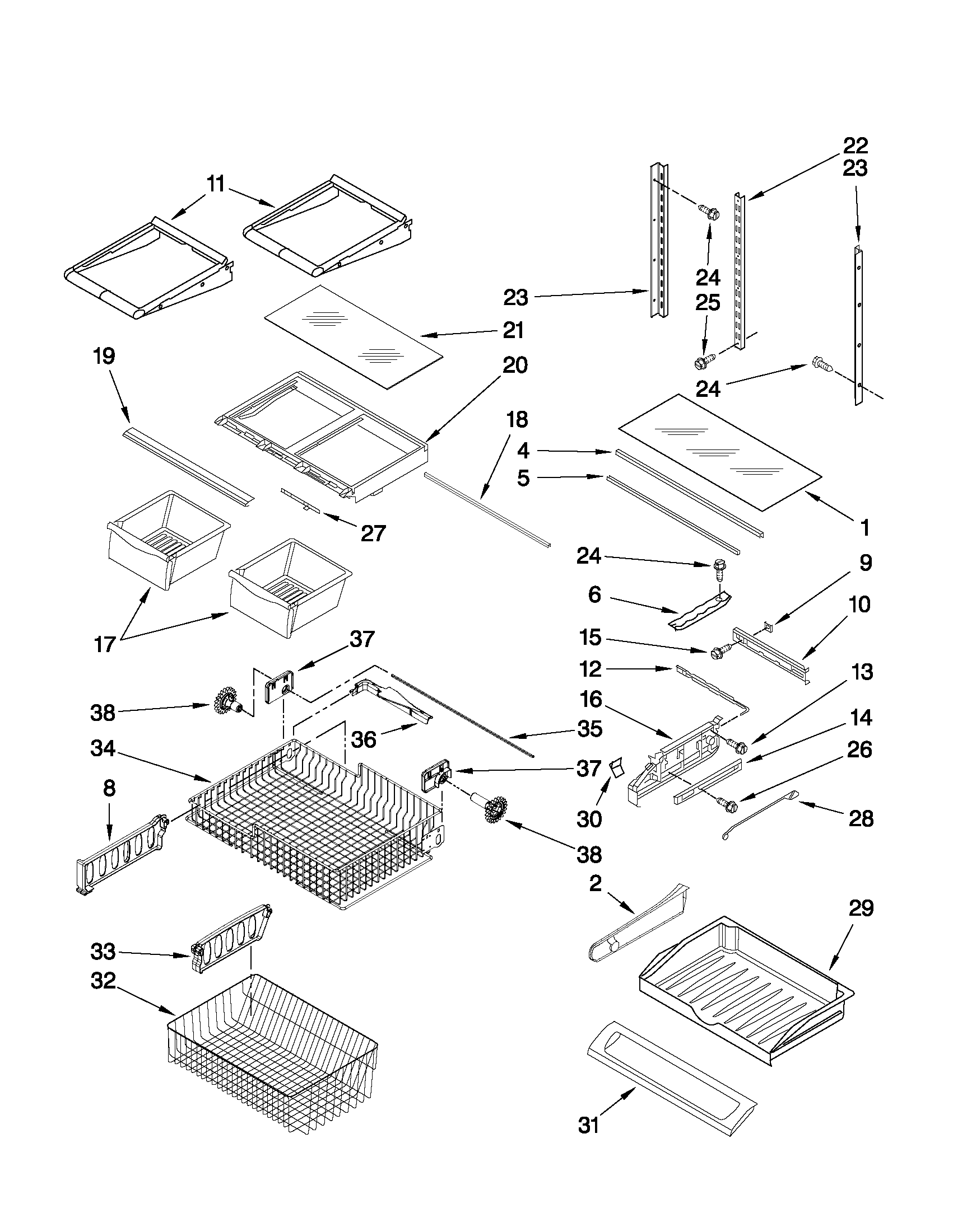 Maytag MFC2061KES8 shelf parts diagram