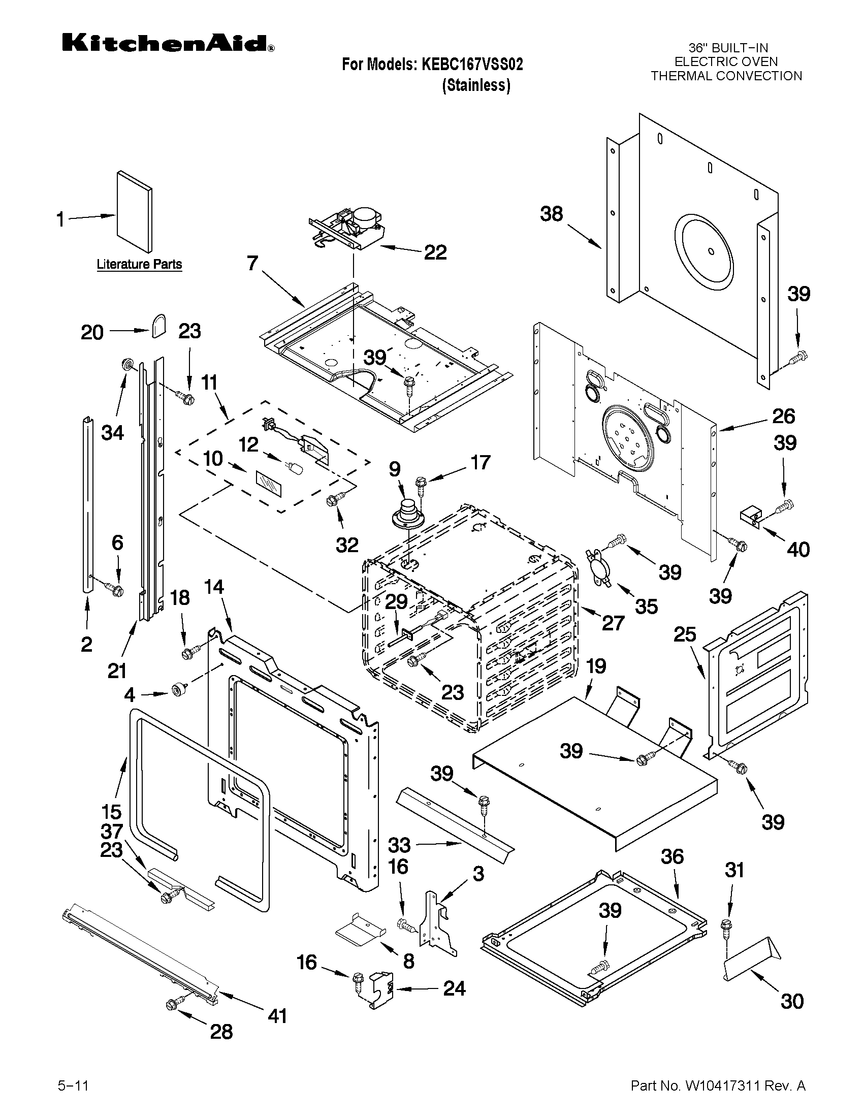 KitchenAid KEBC167VSS02 oven parts diagram