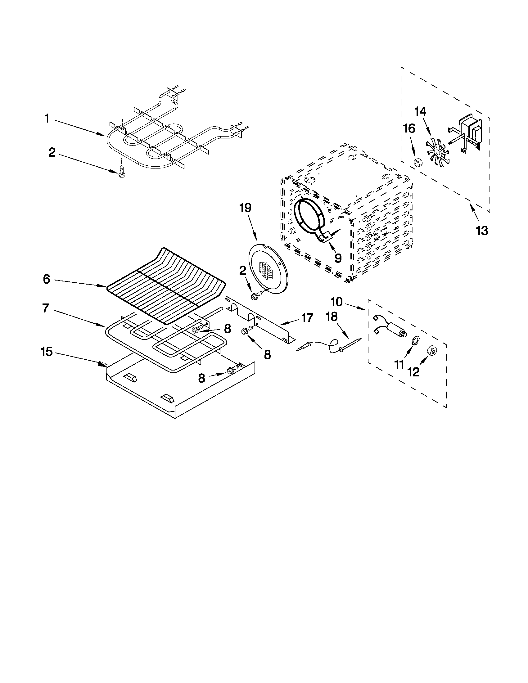 KitchenAid KEBC167VSS02 internal oven parts diagram