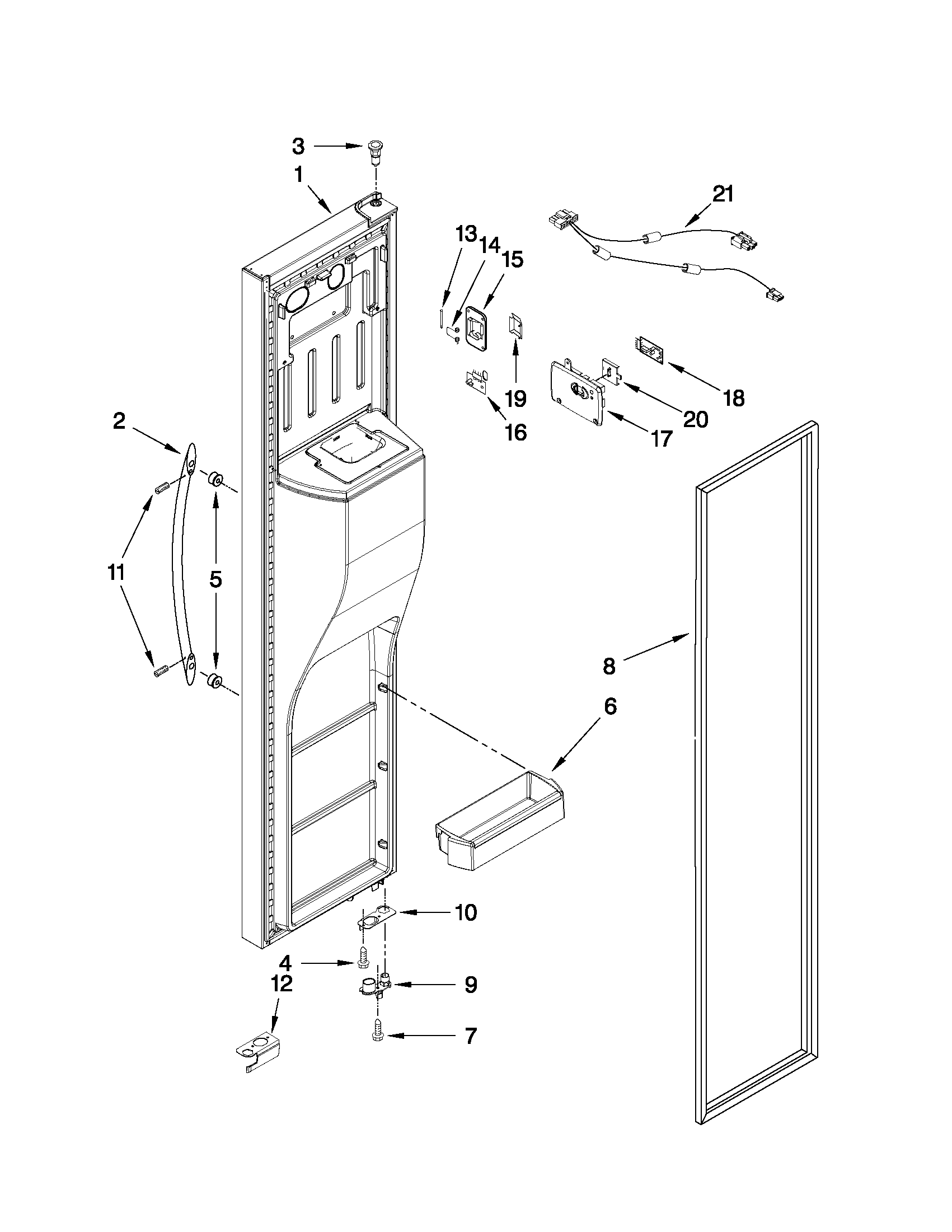 Whirlpool GSS26C5XXY00 freezer door parts diagram