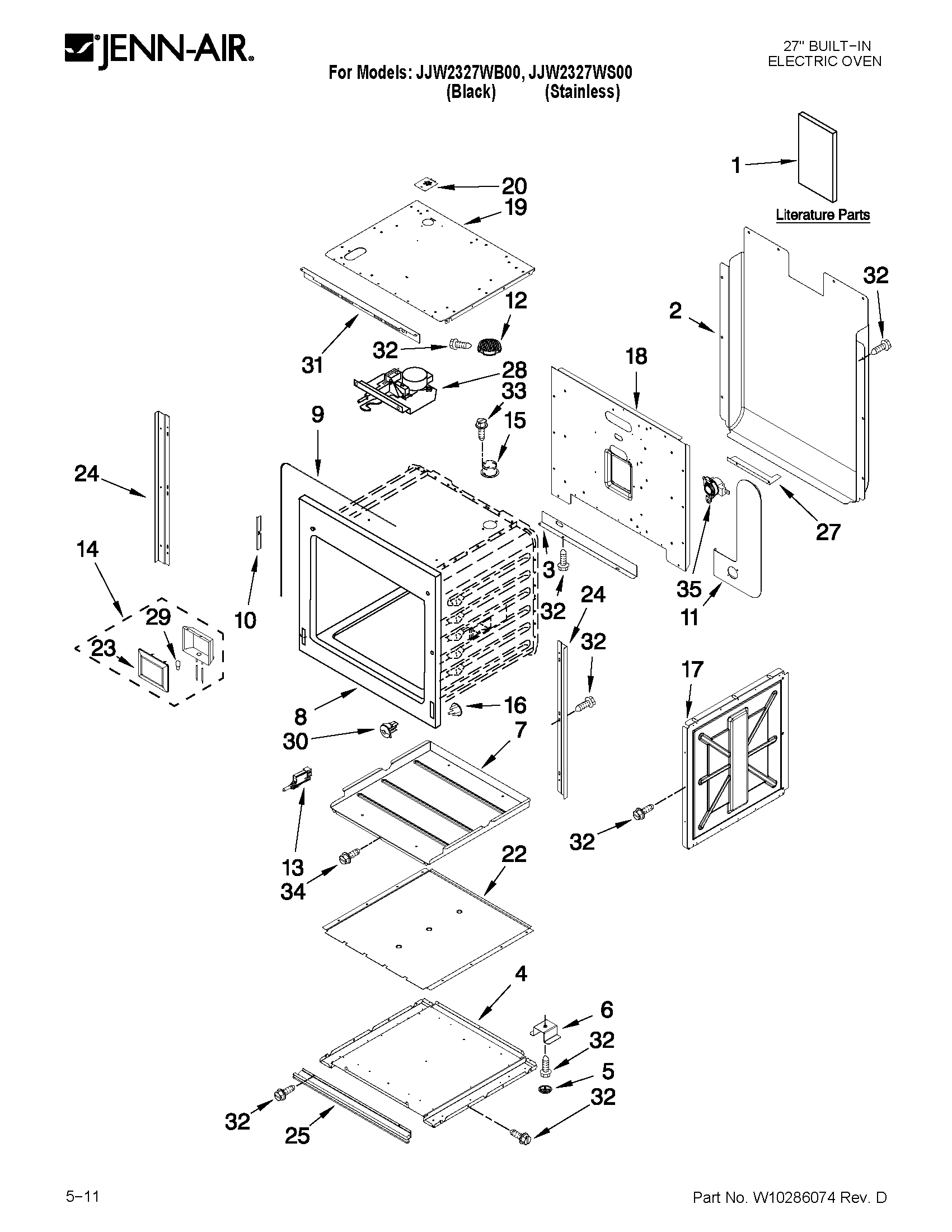 Jenn-Air JJW2327WB00 oven parts diagram