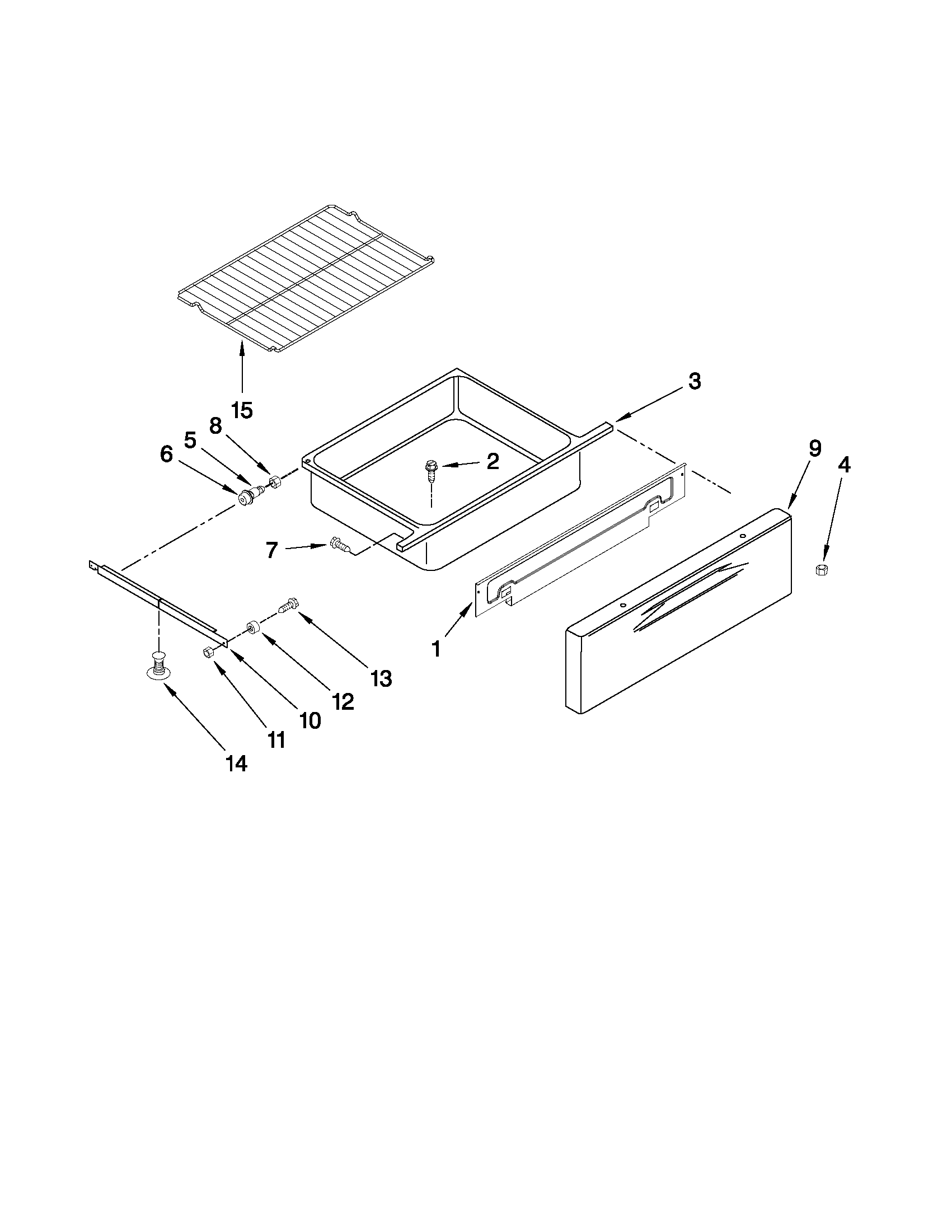 Maytag MER8770WW0 drawer and rack parts diagram