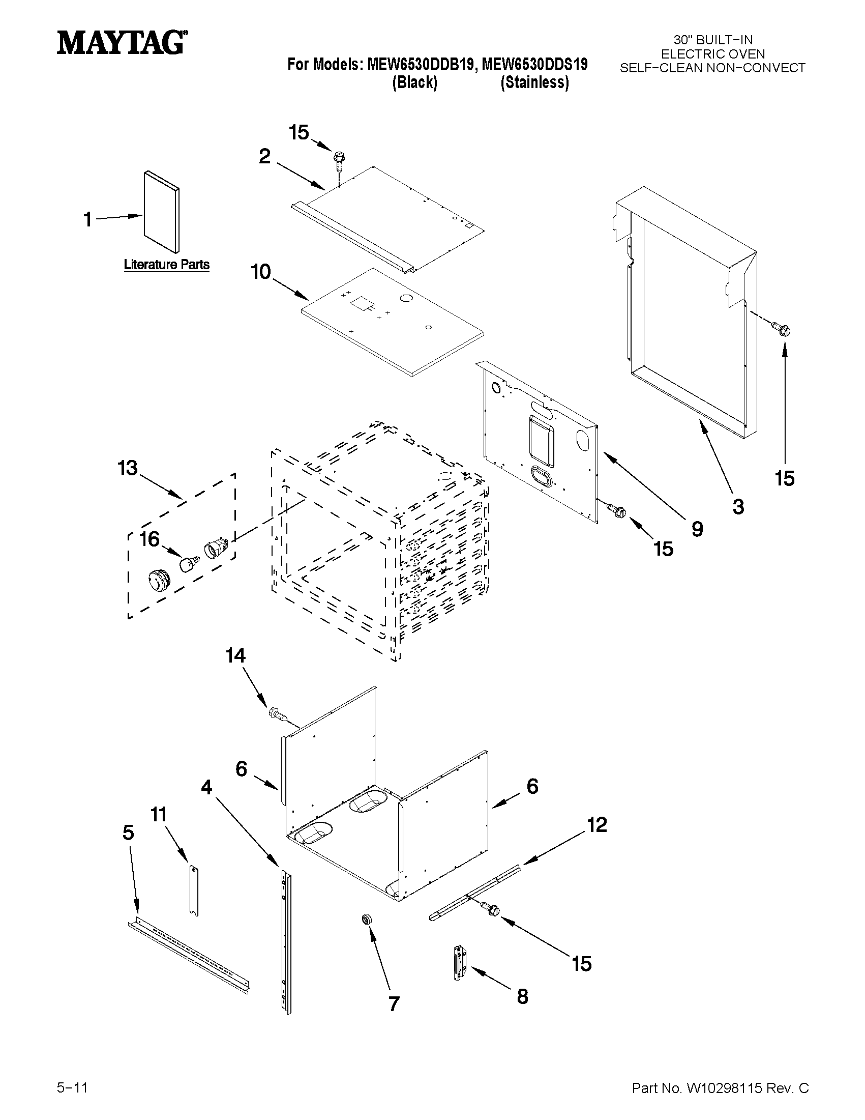 Maytag MEW6530DDS19 oven parts diagram
