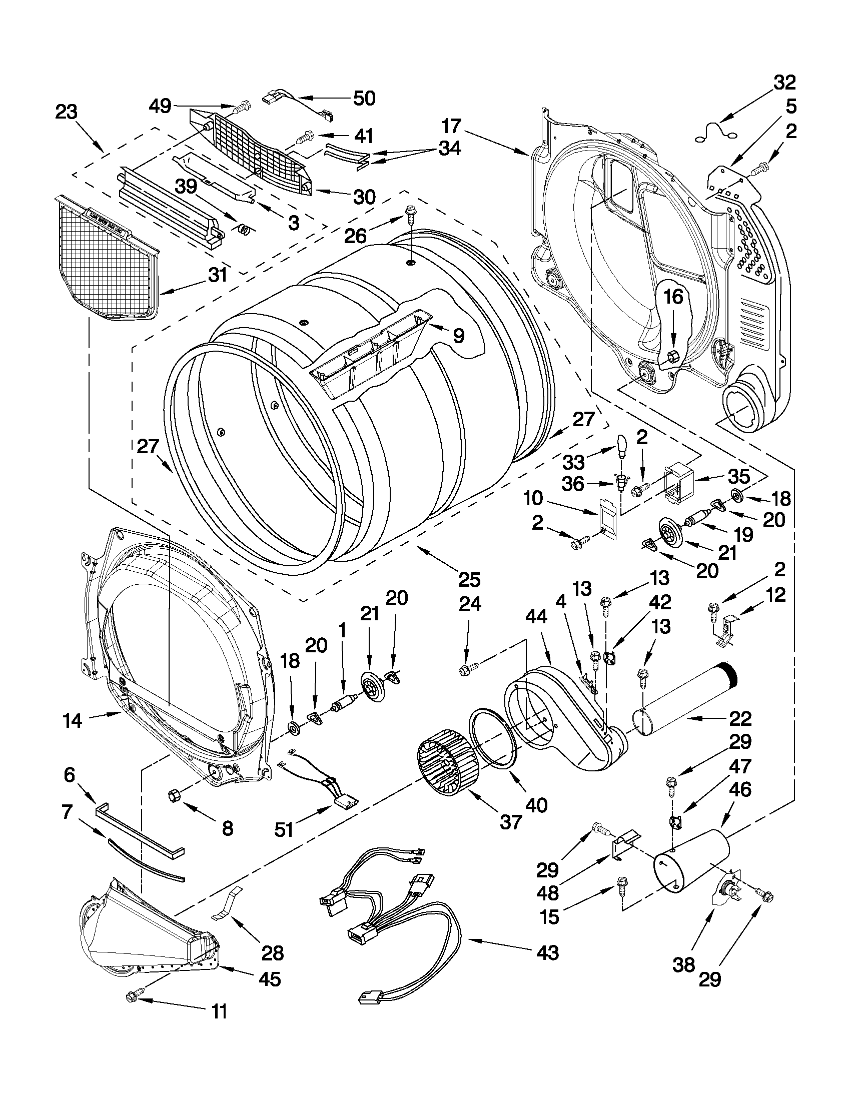 Maytag MGDE250XL1 bulkhead parts diagram