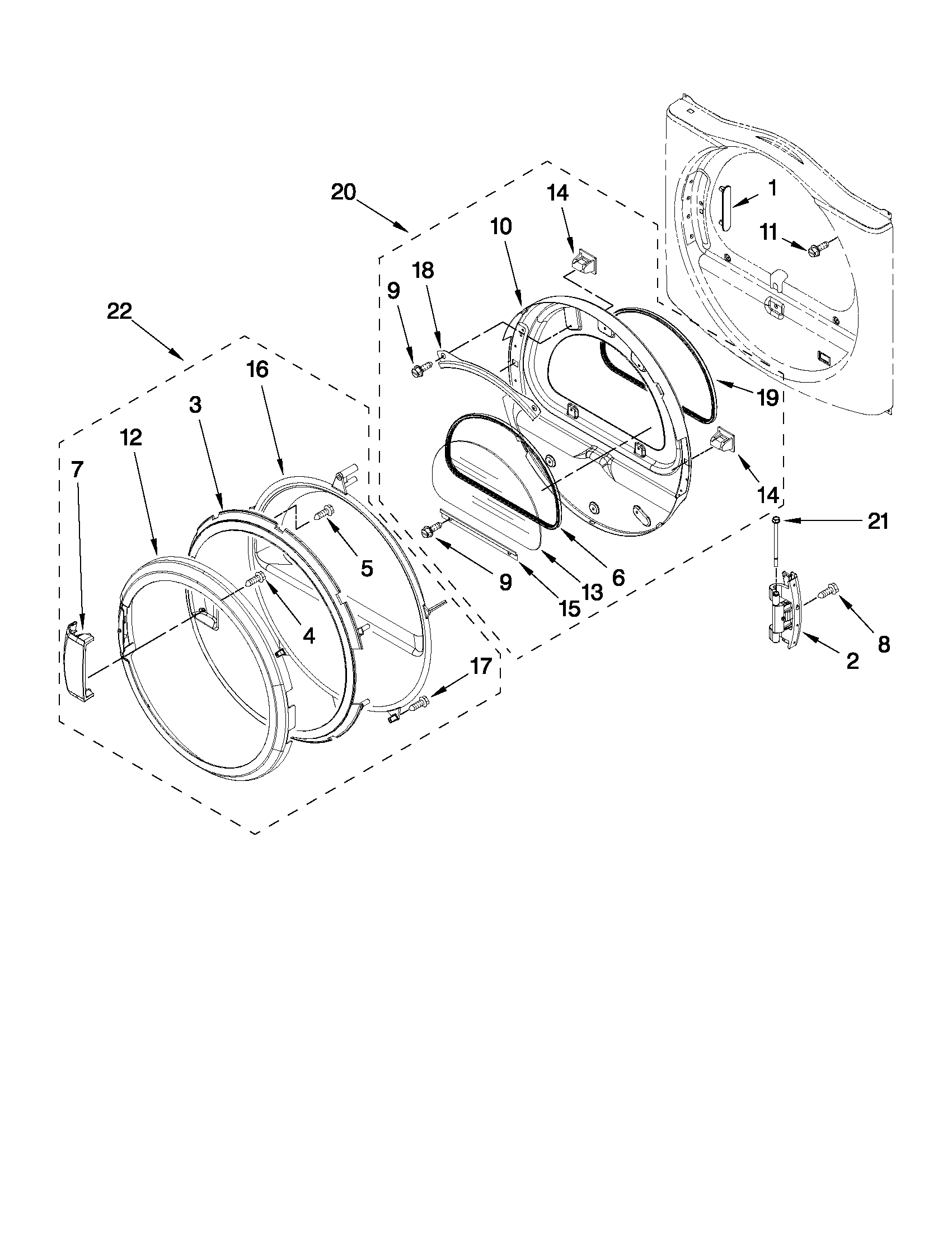 Maytag MGDE250XL1 door parts diagram