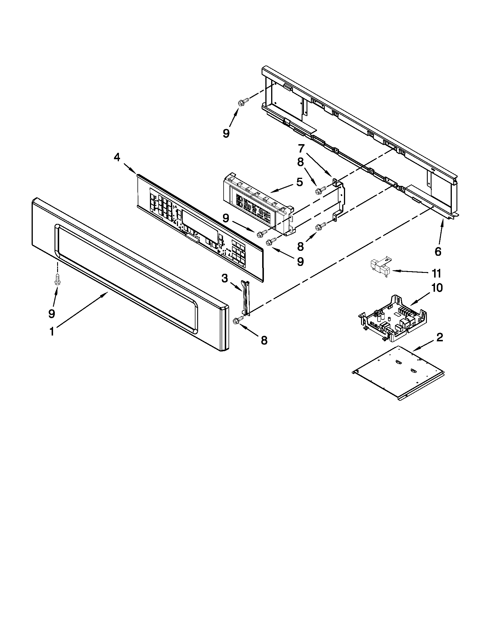 KitchenAid KEBK101SWH02 control panel parts diagram